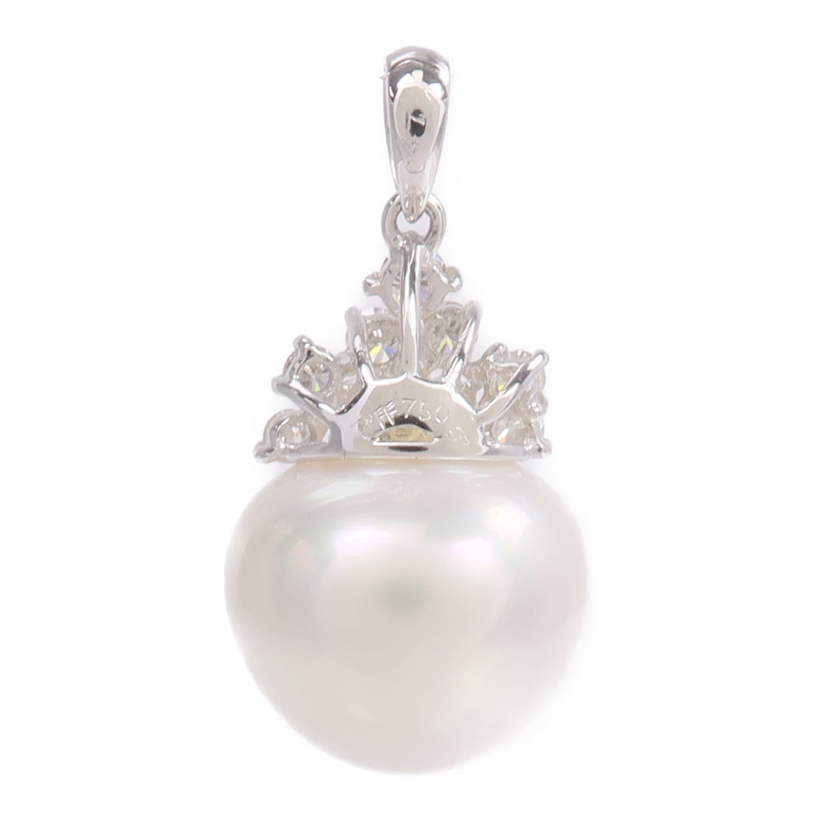 JEWELRY 18K白金Top珍珠/鑽石吊墜