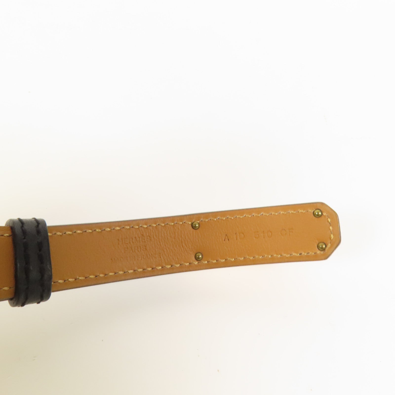 HERMES Epsom皮革Kelly Belt玫瑰金扣皮帶Noir