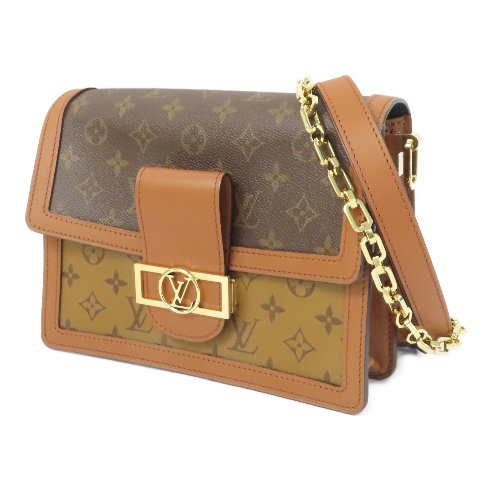 LOUIS VUITTON Monogram Dauphine金扣肩背袋啡色