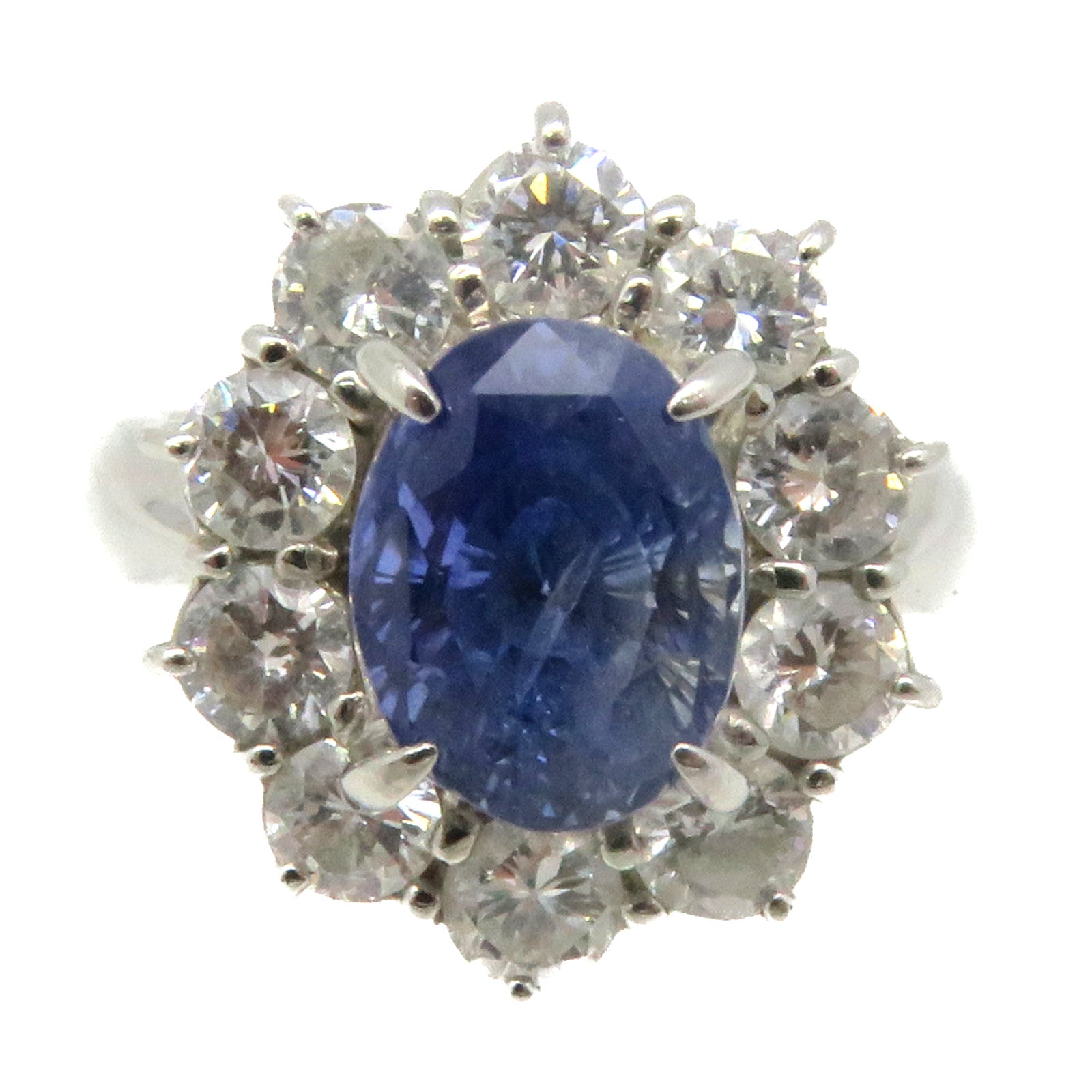 JEWELRY PT900 Platinum 3.995ct Sapphire/1.40ct Diamond Sapphire Ring Ring US#6
