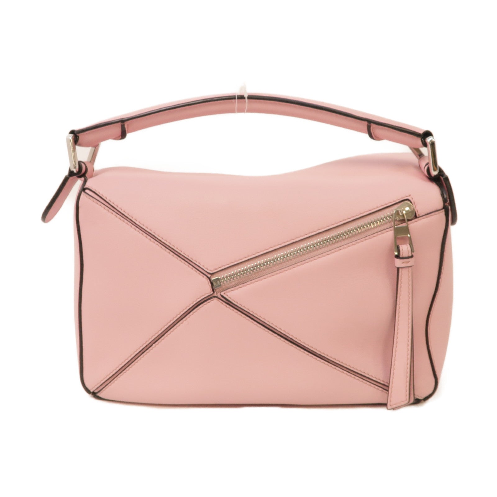 LOEWE 牛皮皮革Puzzle銀扣手挽肩背兩用袋粉紅色