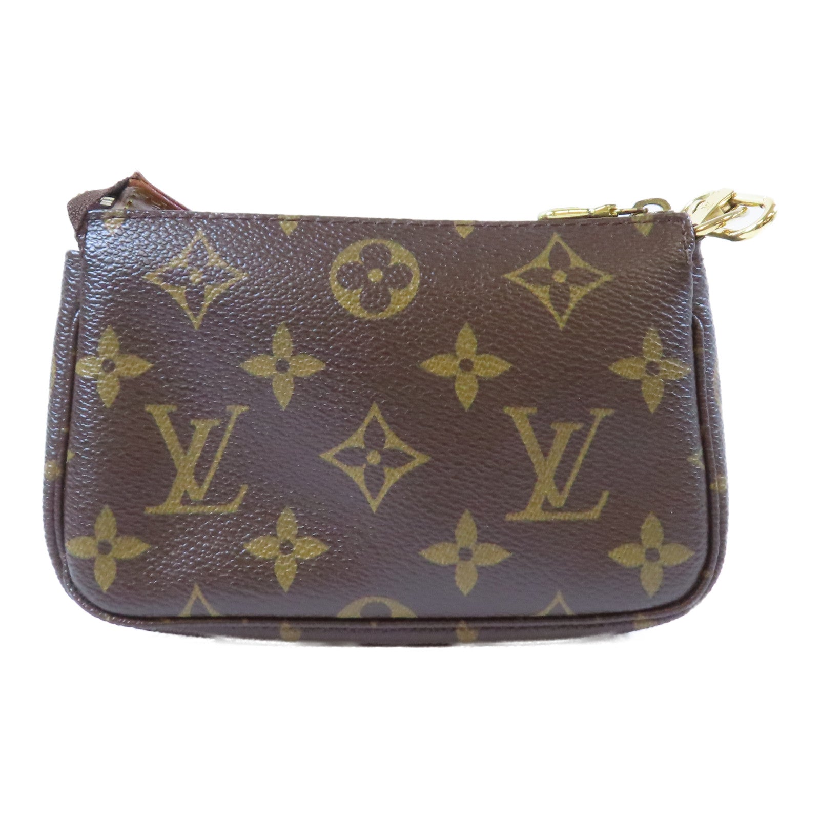 LOUIS VUITTON Monogram Hand Pouch金扣鏈帶手挽袋啡色