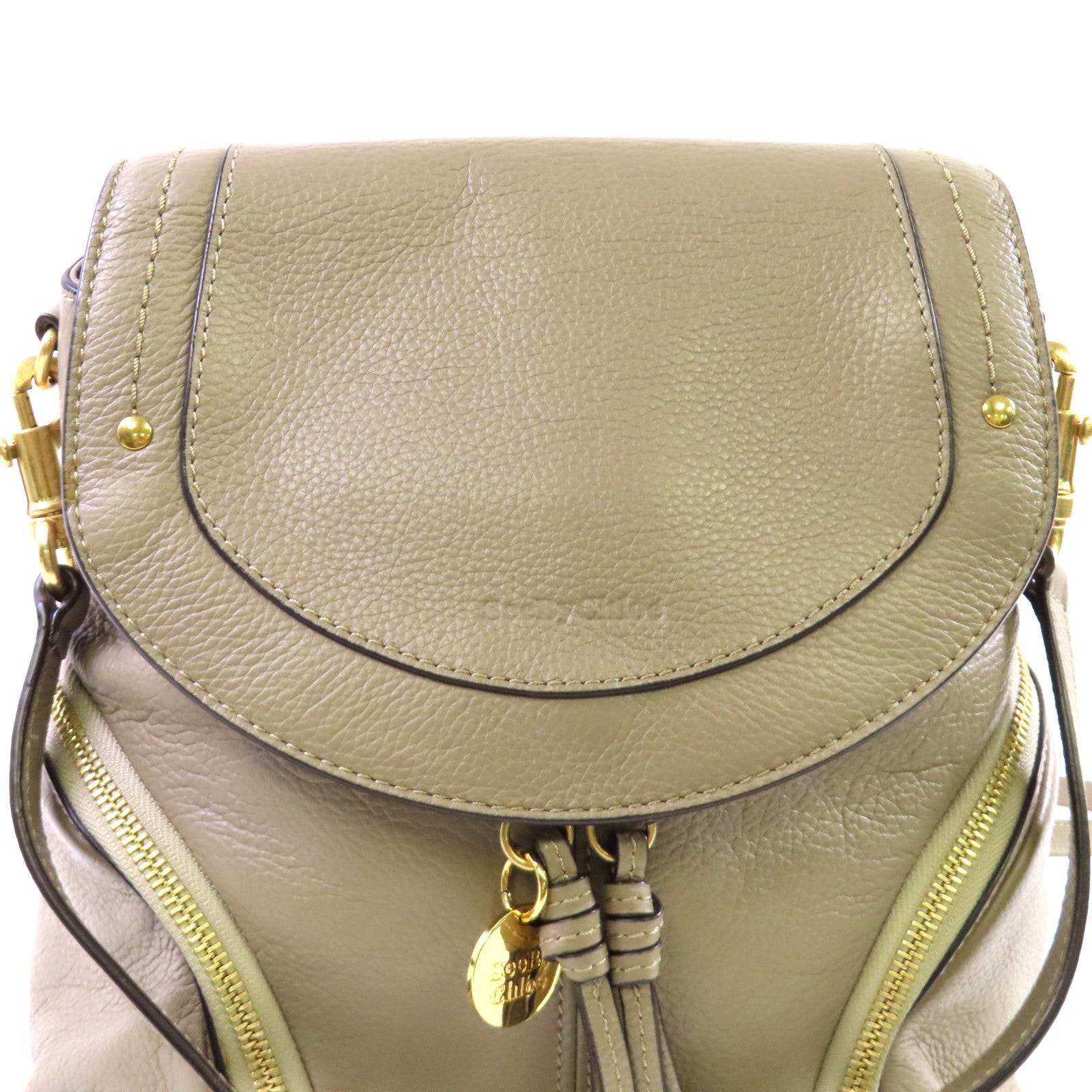 SEE BY CHLOE 牛皮皮革2Way Backpack金扣肩背背包兩用袋灰色