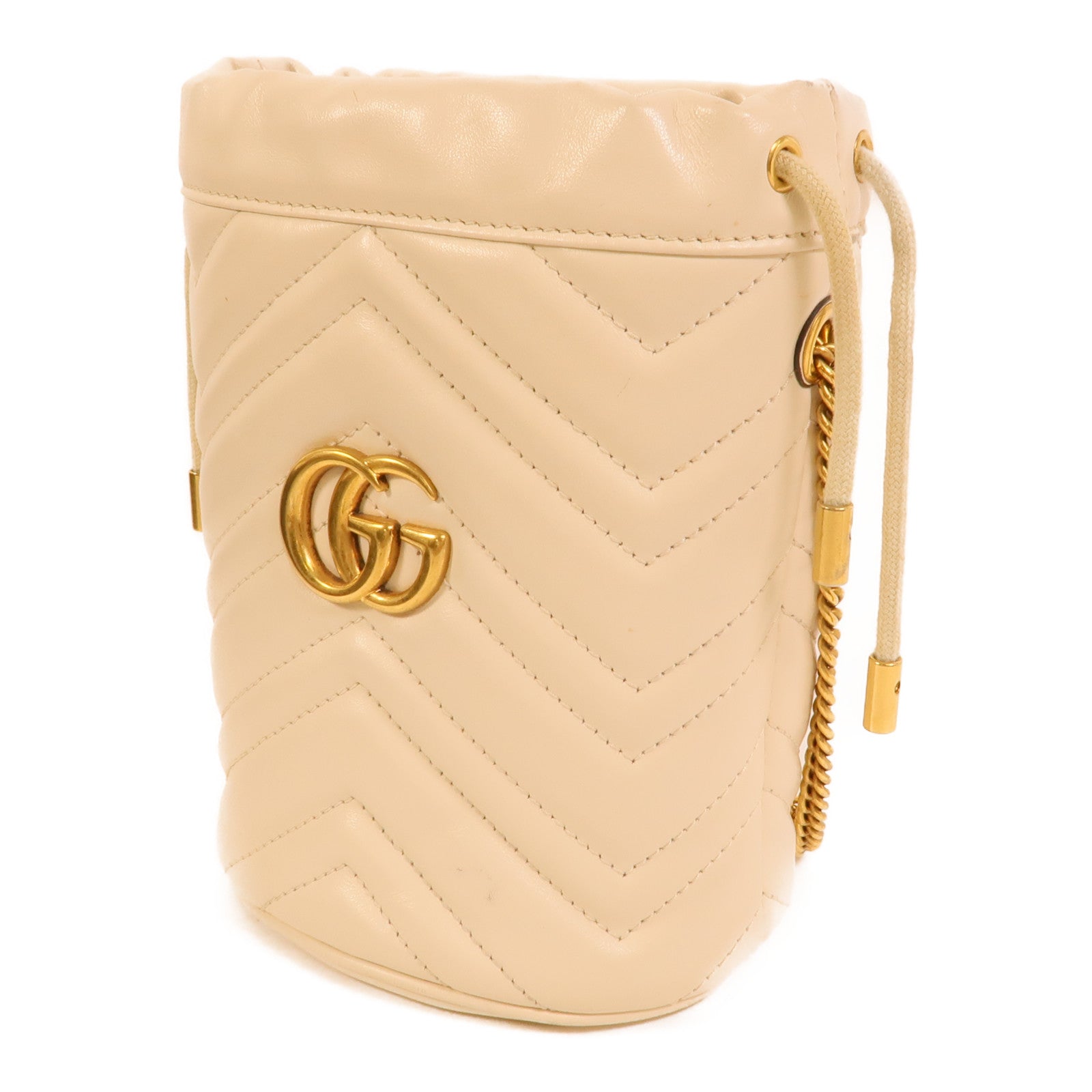 GUCCI 牛皮皮革GG Marmont Bucket鏈帶肩背袋