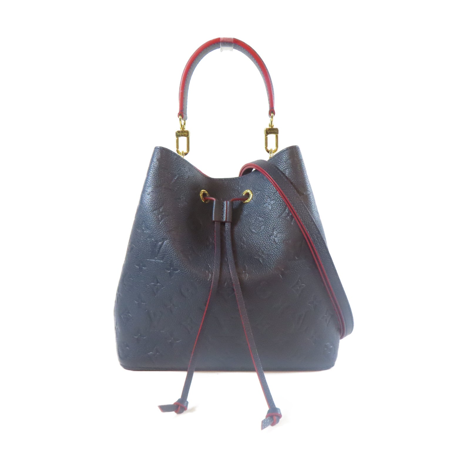 LOUIS VUITTON Monogram Empreinte Noe Noe MM金扣手挽肩背兩用袋深藍色