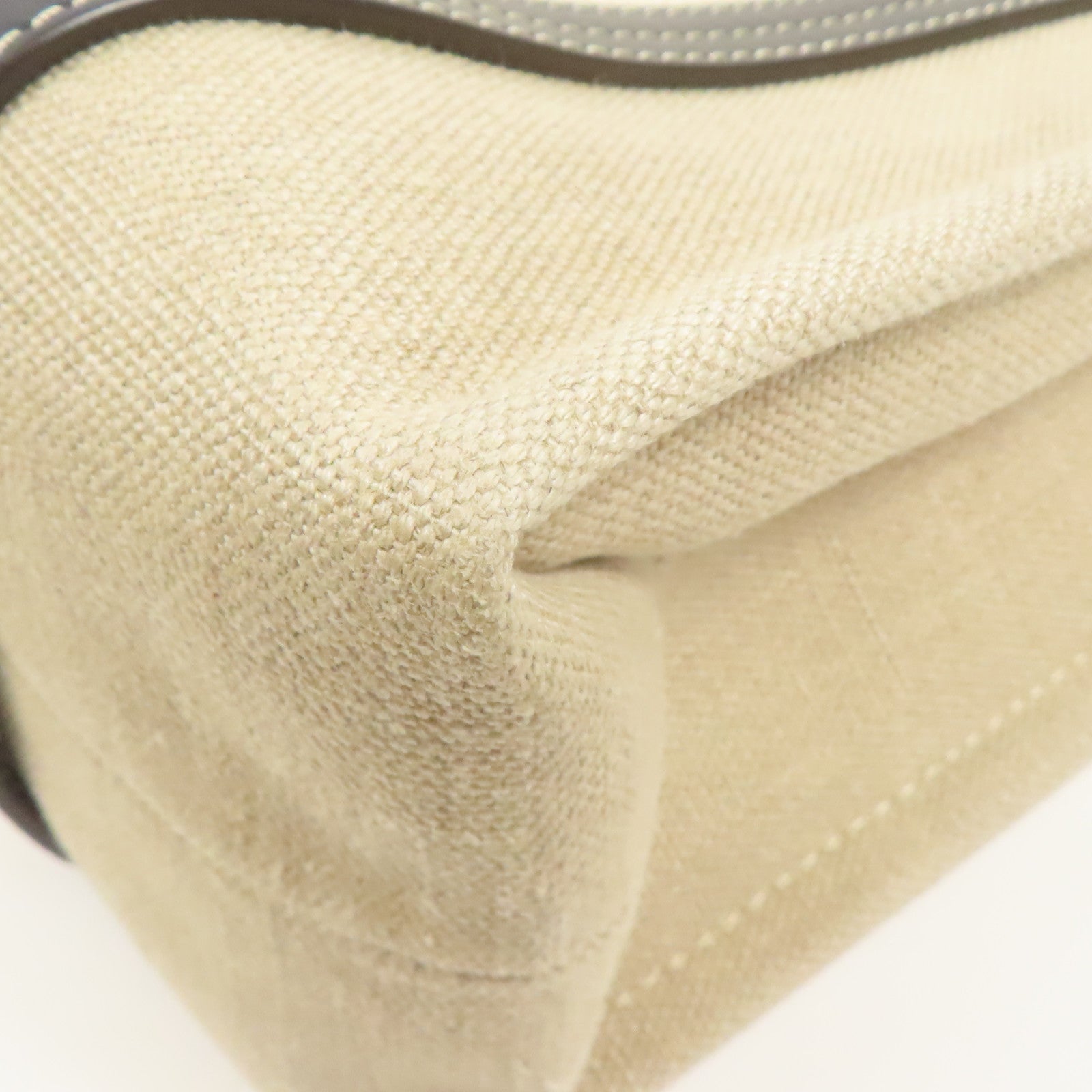 Chloe Woody Tote Bag Medium Canvas Beige Black