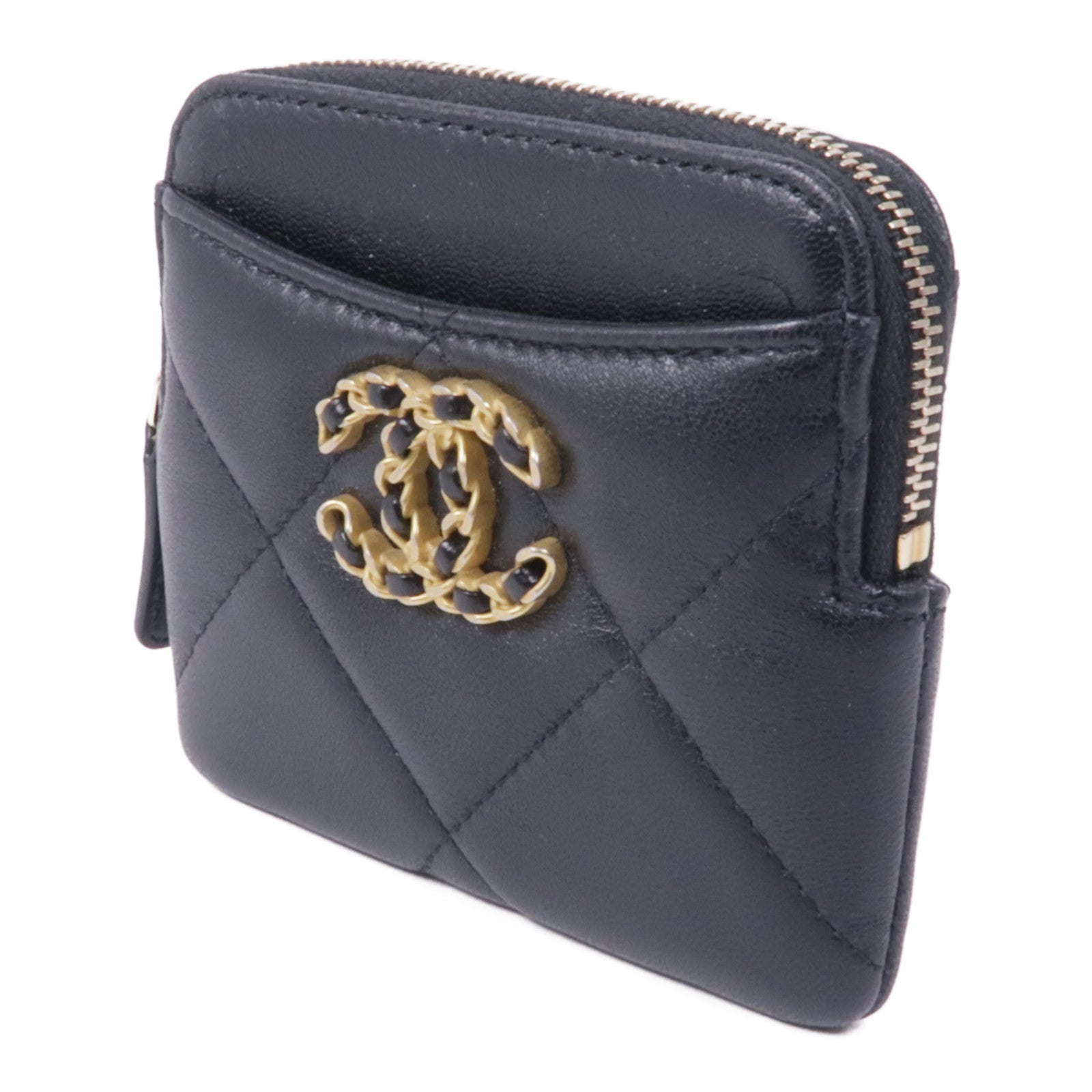 CHANEL 羊皮皮革Small Wallet金扣錢包