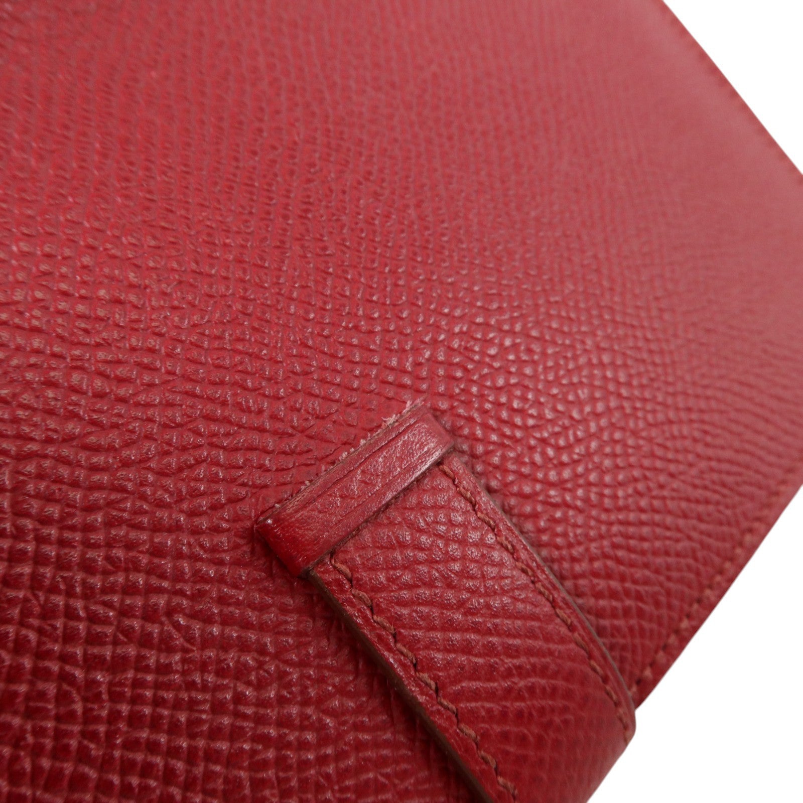 HERMES Epsom皮革Bearn Long Wallet銀扣長錢包Rouge Grenade