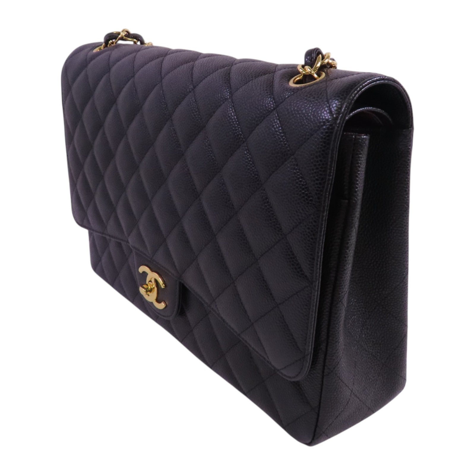 CHANEL 牛皮皮革Maxi Classic金扣鏈帶肩背袋