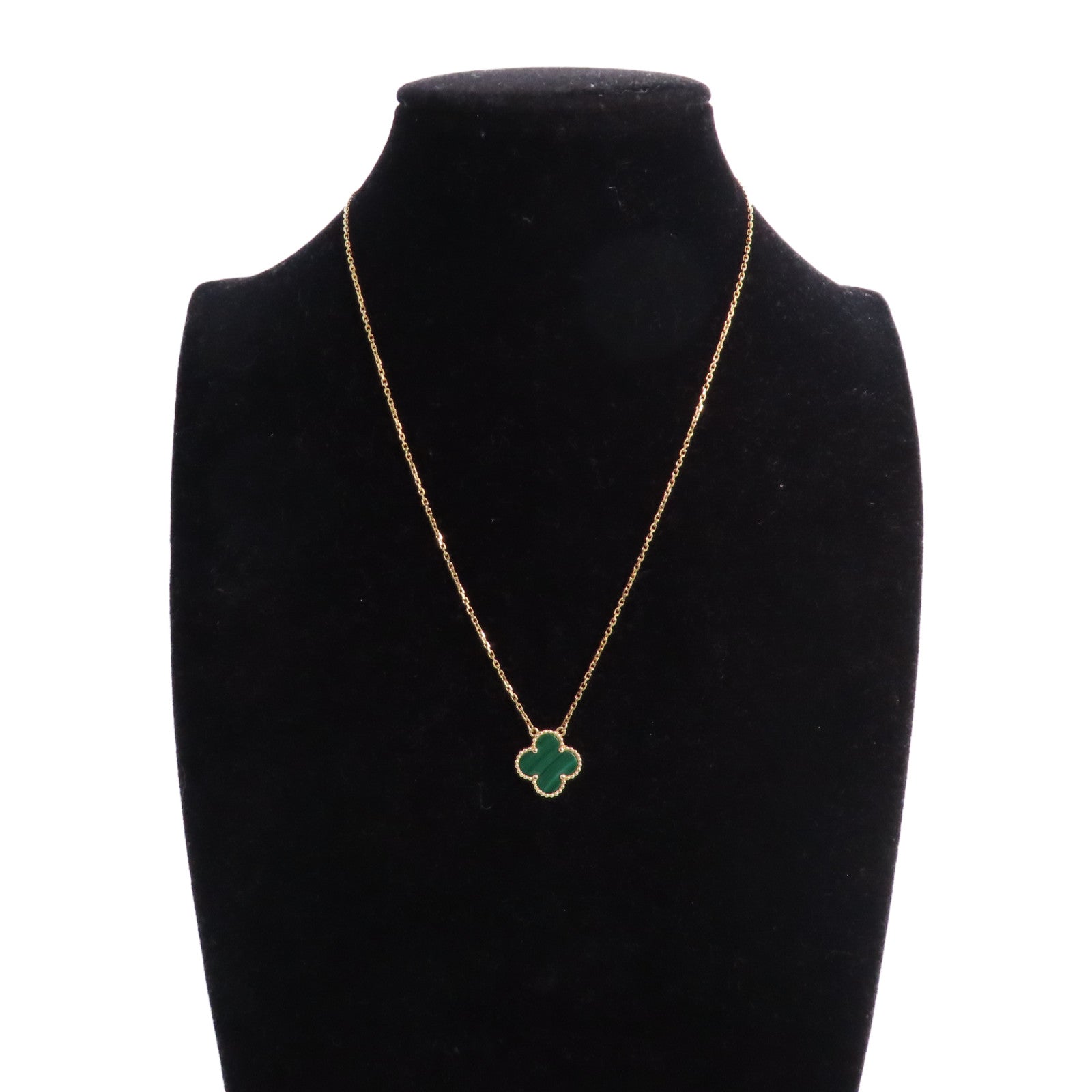 Van Cleef & Arpels 18K黃金/孔雀石Vintage Alhambra Malachite Necklace金扣項鏈
