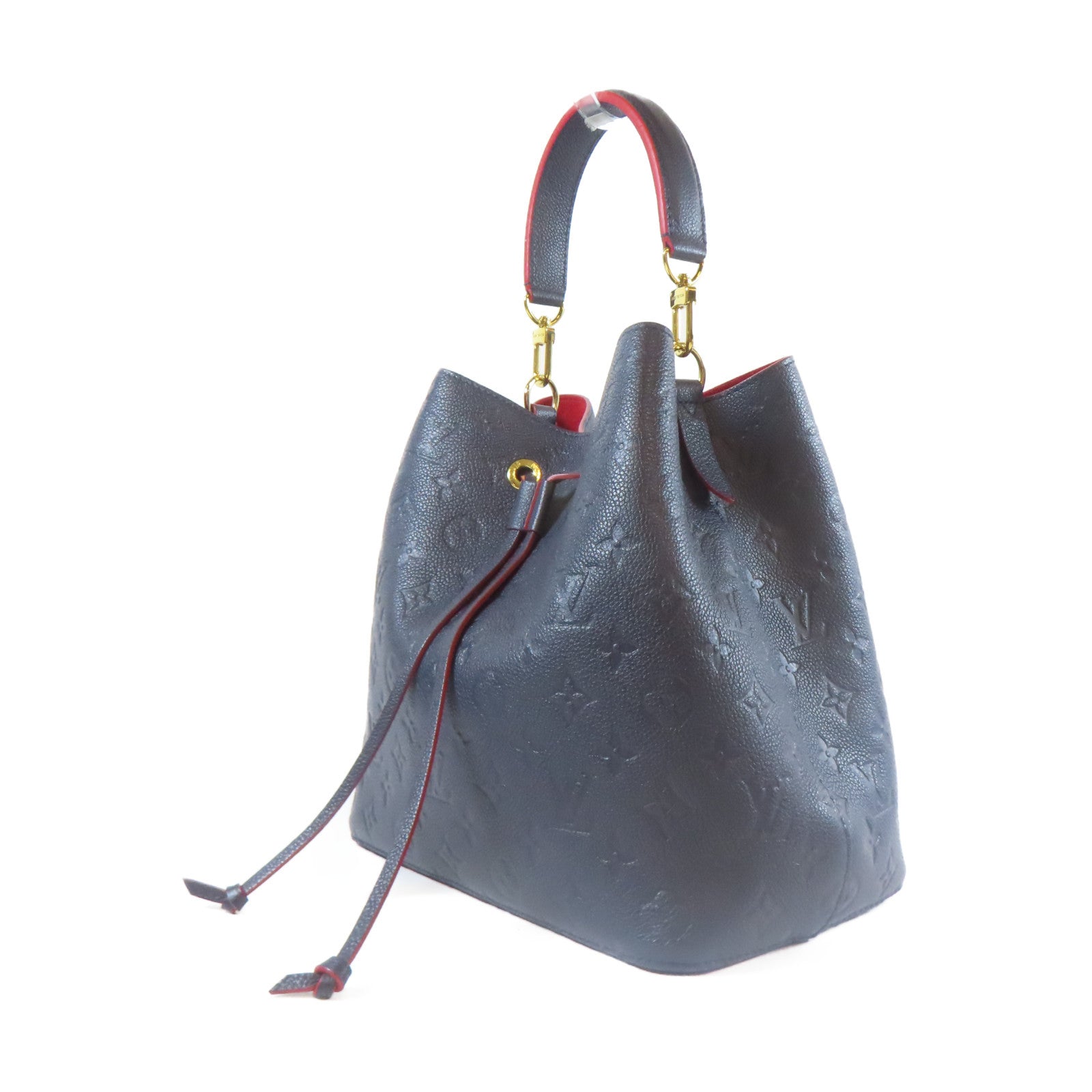 LOUIS VUITTON Monogram Empreinte Noe Noe MM金扣手挽肩背兩用袋深藍色