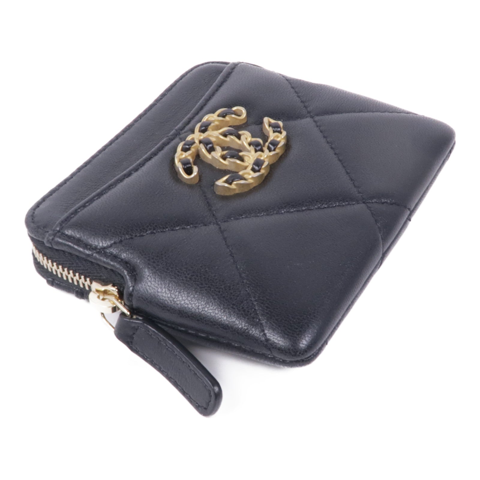 CHANEL 羊皮皮革Small Wallet金扣錢包