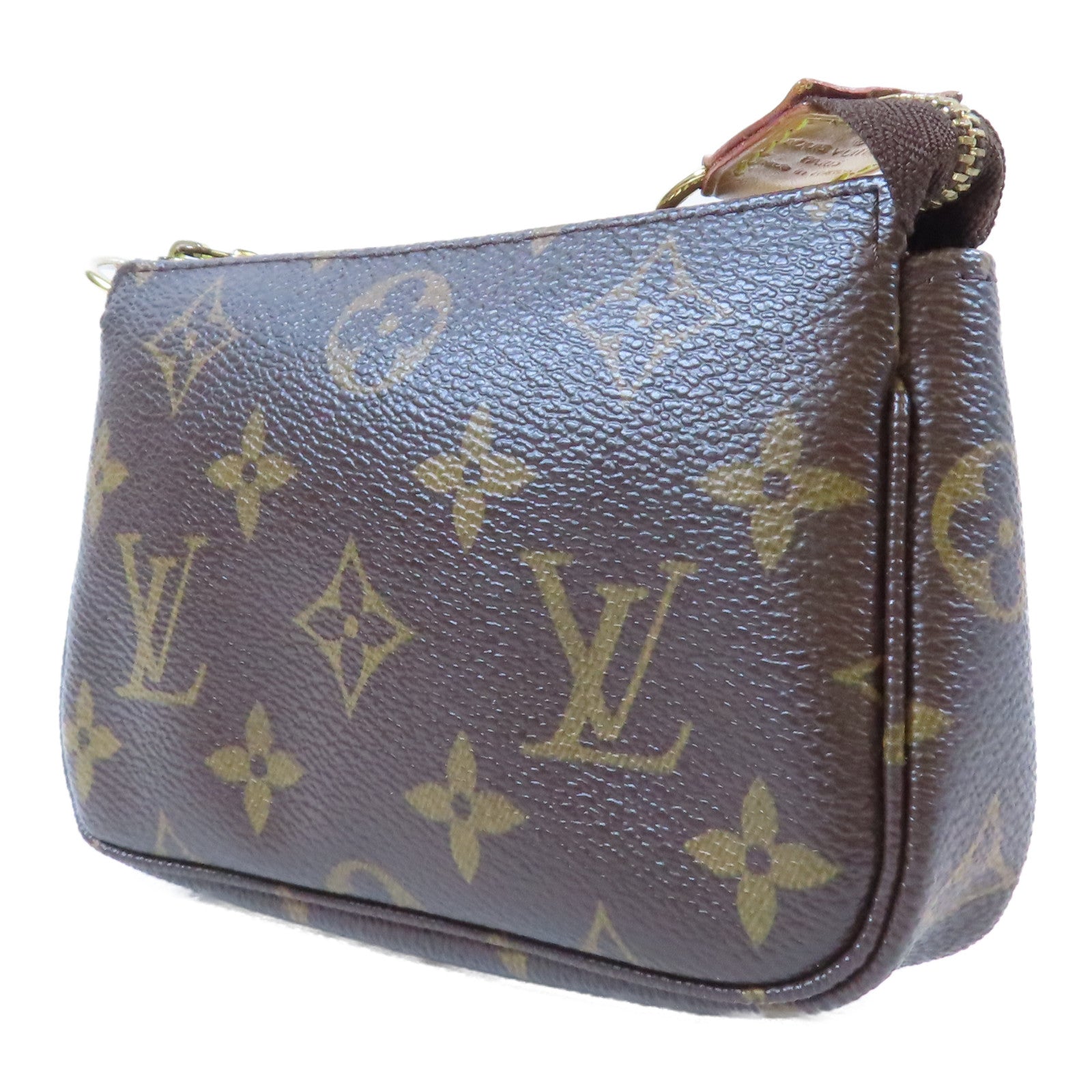LOUIS VUITTON Monogram Hand Pouch金扣鏈帶手挽袋啡色