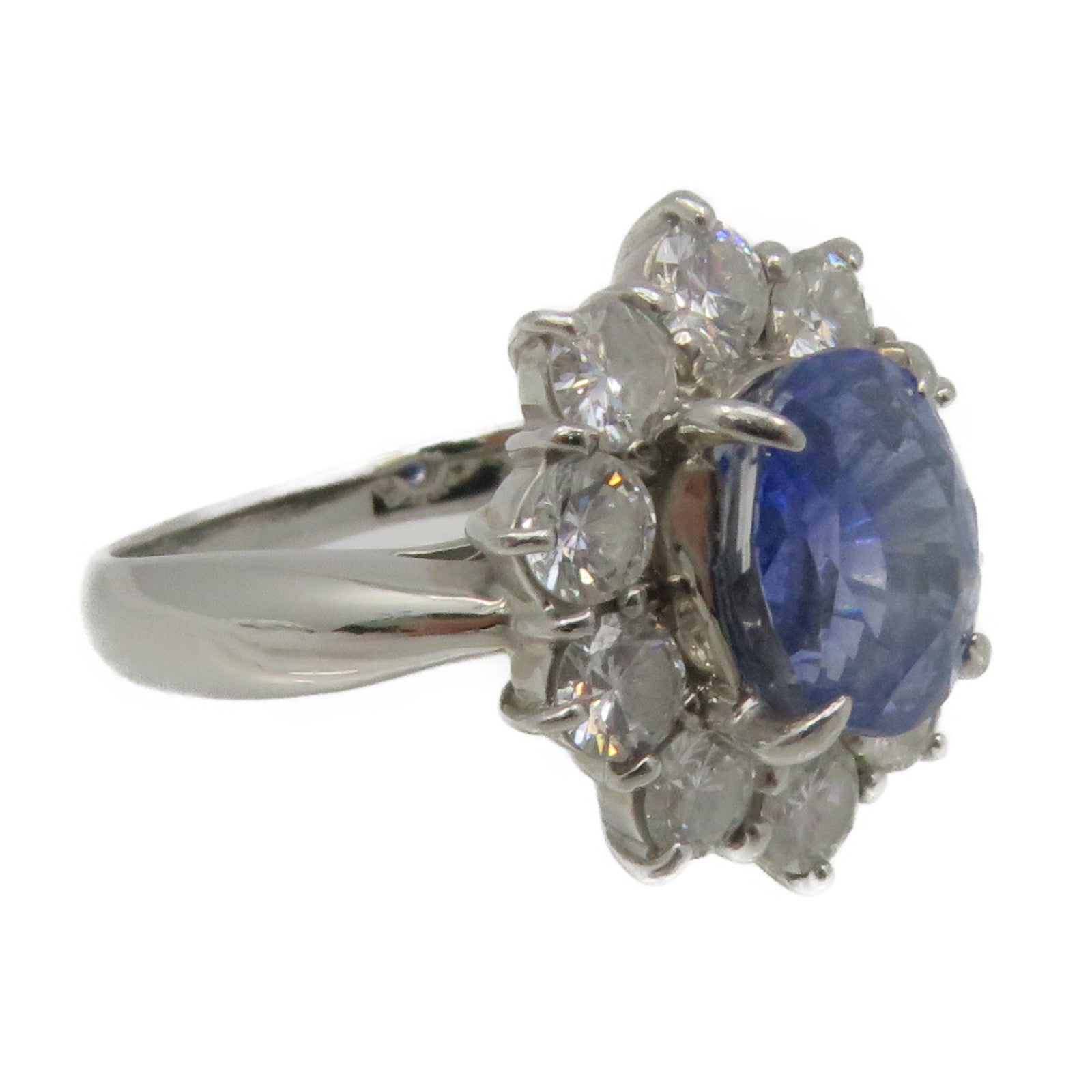 JEWELRY PT900 Platinum 3.995ct Sapphire/1.40ct Diamond Sapphire Ring Ring US#6