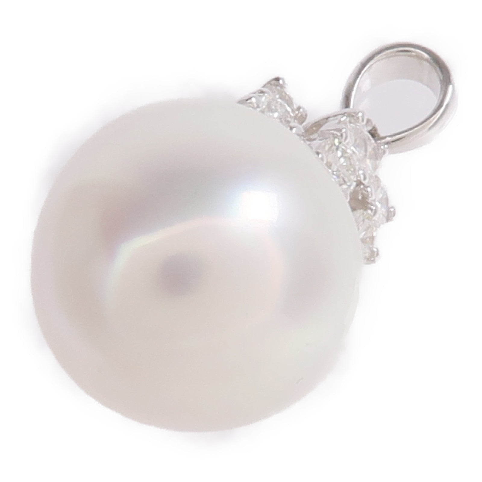 JEWELRY 18K白金Top珍珠/鑽石吊墜