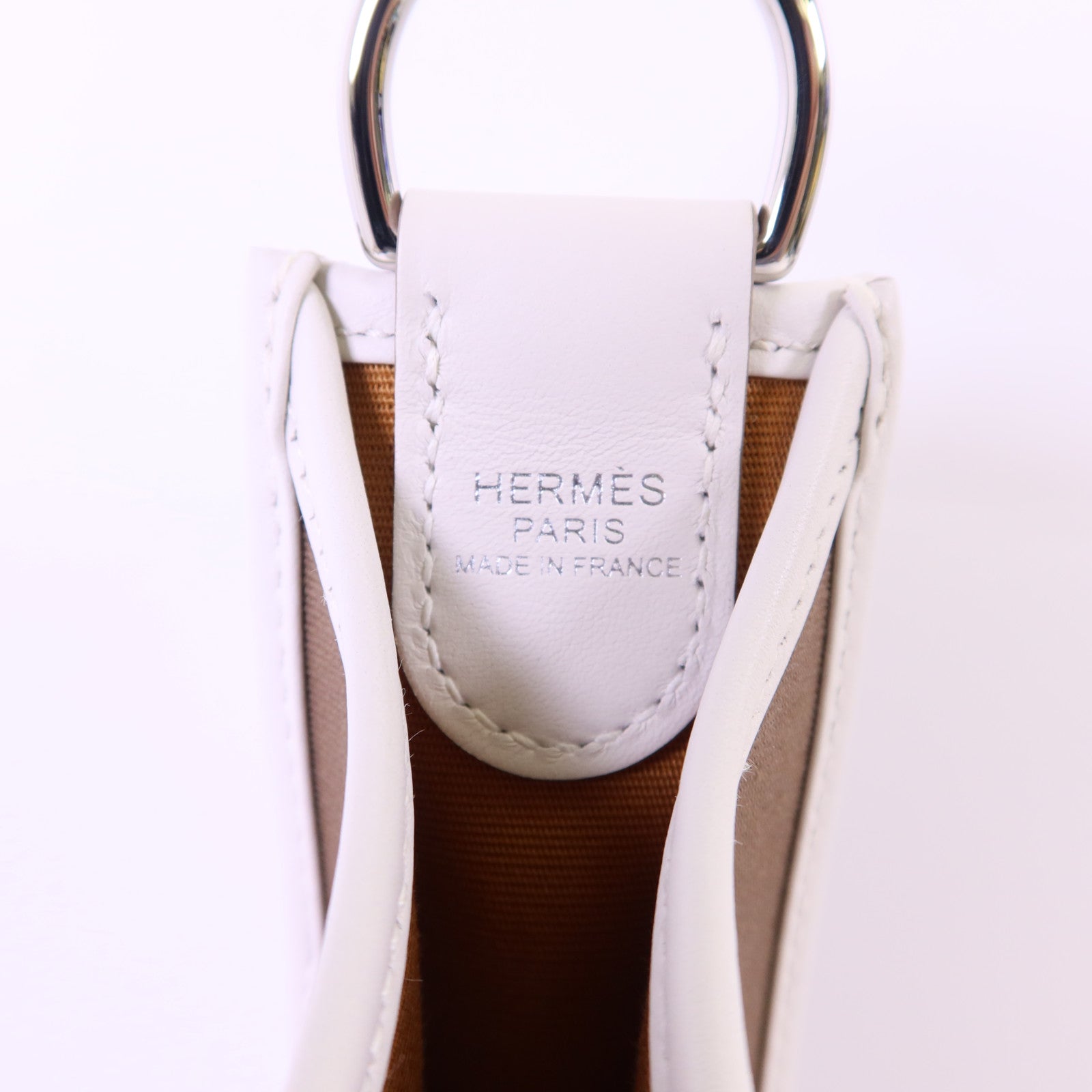 HERMES Swift皮革/Toile布料Evelyne 29銀扣肩背袋Etoupe
