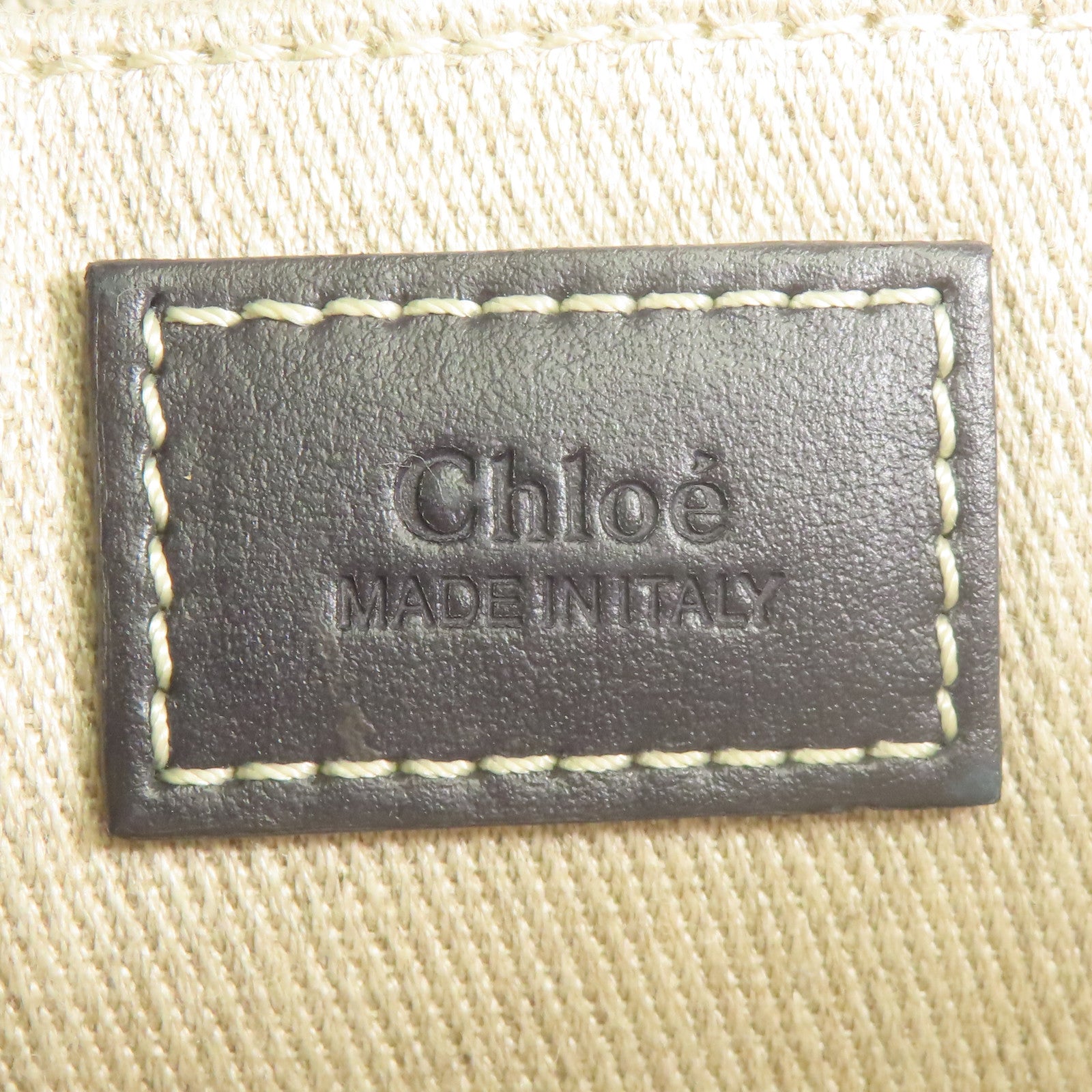 Chloe Woody Tote Bag Medium Canvas Beige Black