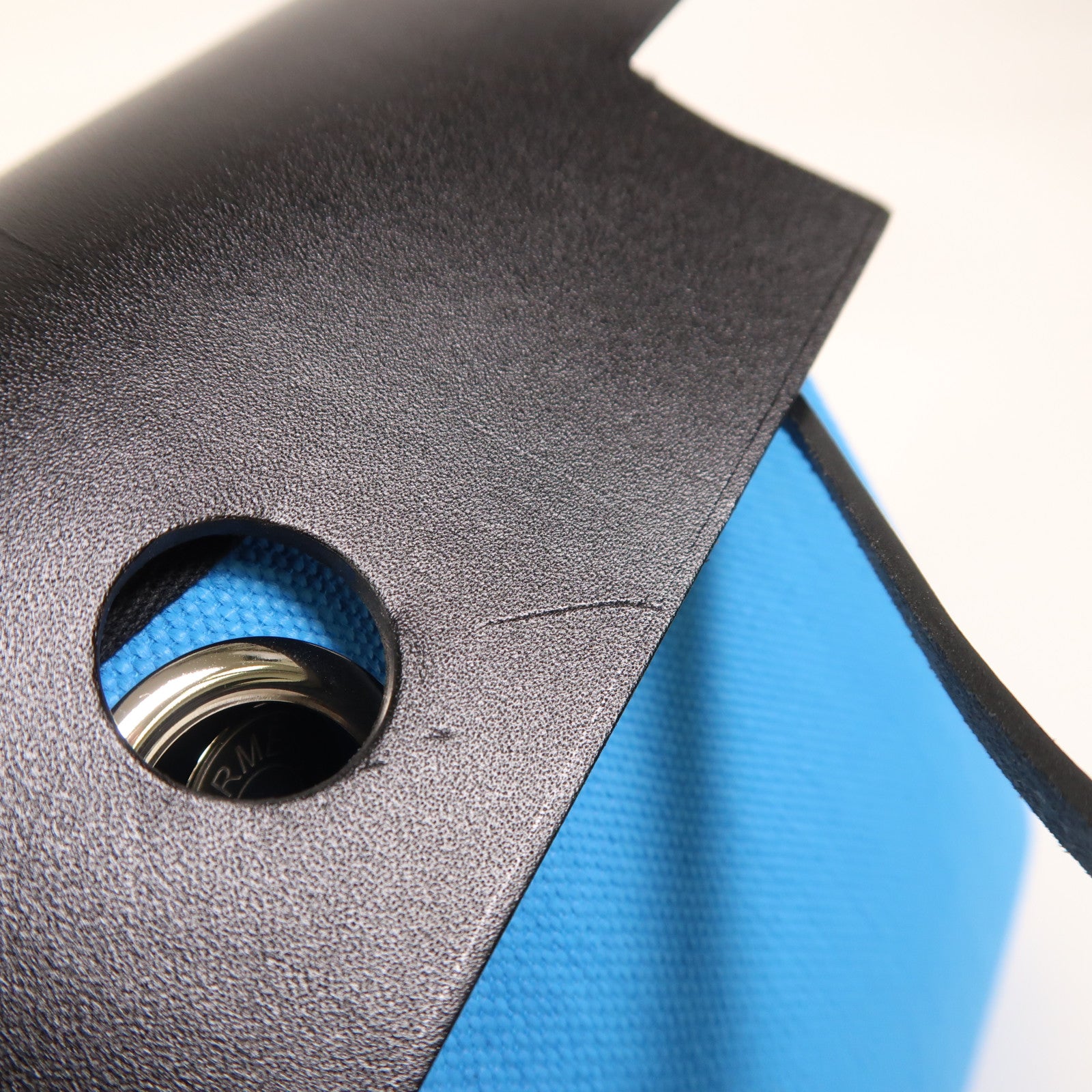 HERMES 帆布Herbag Zip 20銀扣肩背袋Bleu Riviera/Noir