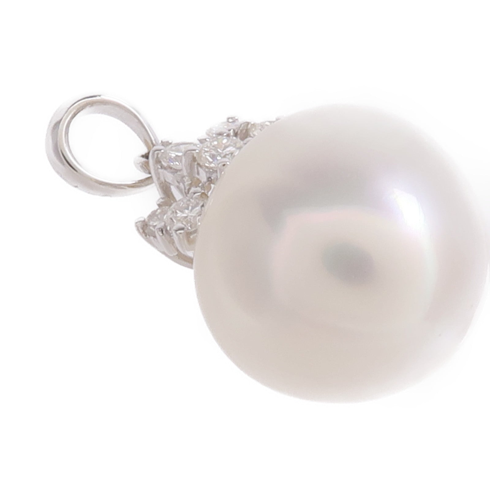 JEWELRY 18K白金Top珍珠/鑽石吊墜