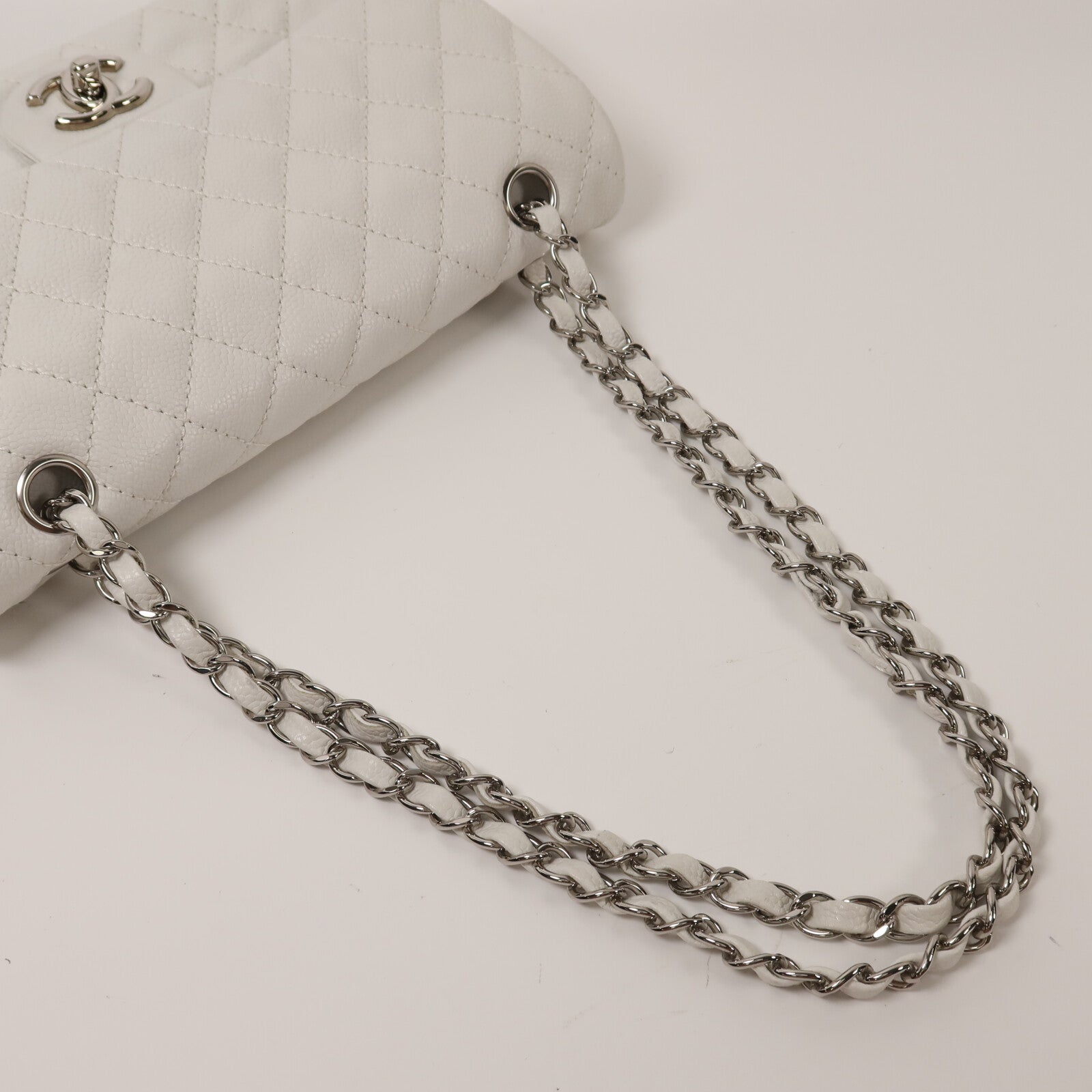 CHANEL 牛皮皮革Classic 25銀扣鏈帶肩背袋