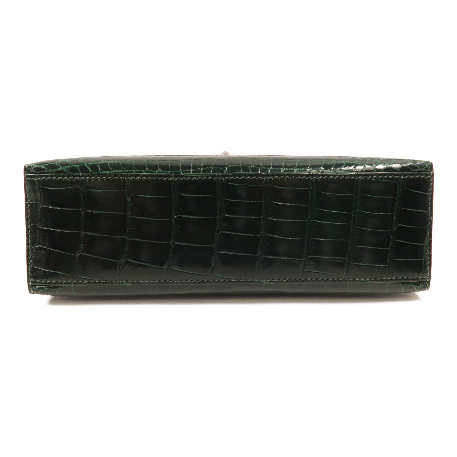 HERMES Alligator皮革Kelly Pochette手挽袋Vert Fonce