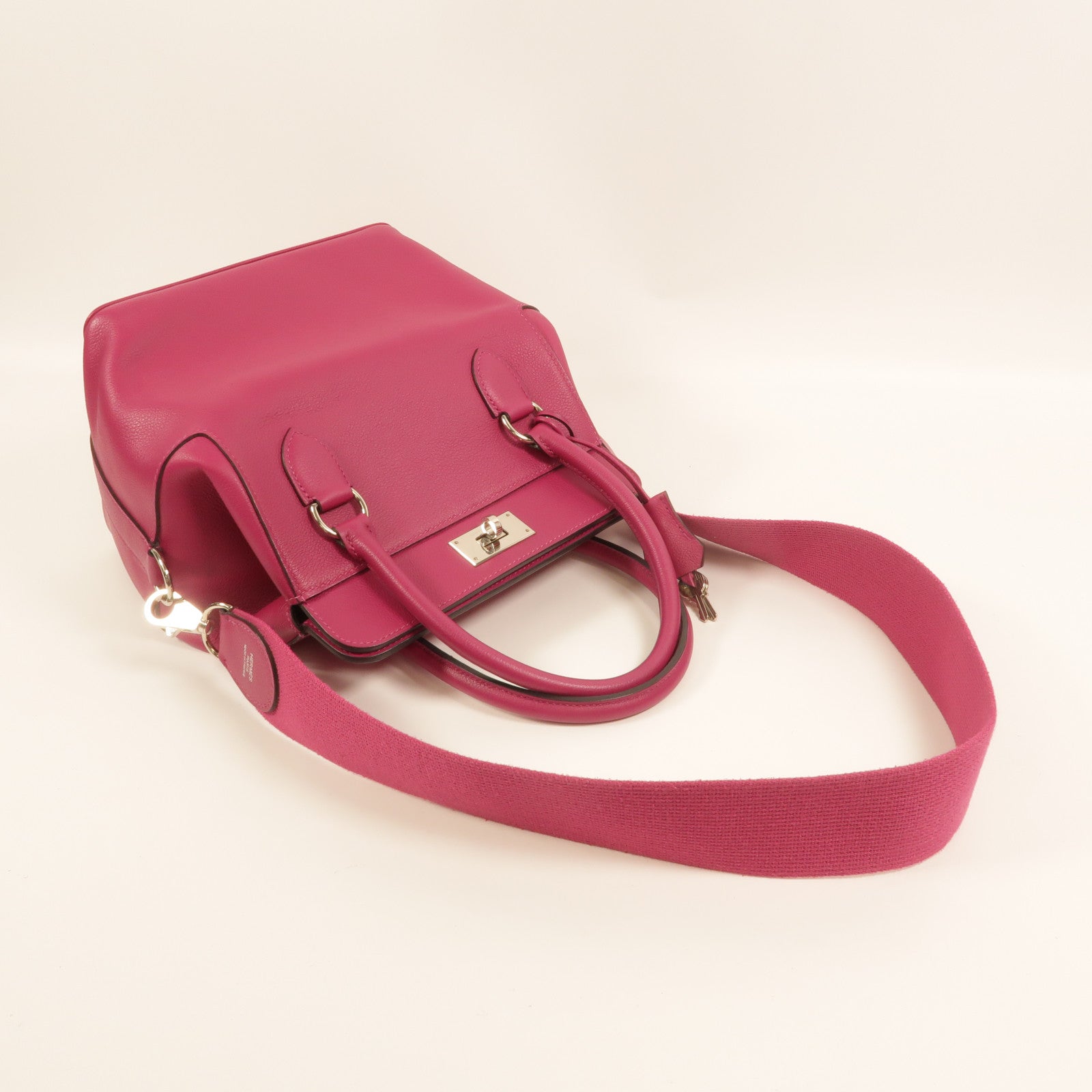 HERMES Evercolor皮革Toolbox 20手挽肩背兩用袋Rose Pourpre