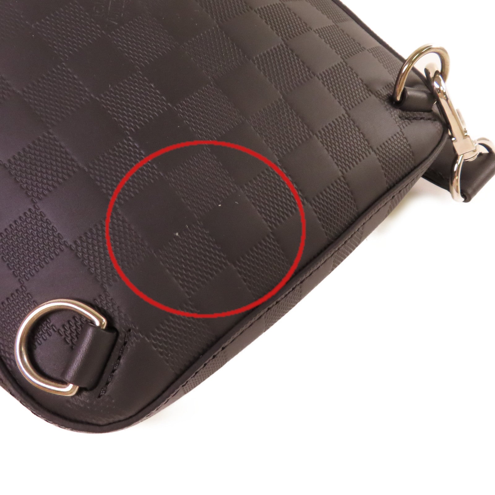 LOUIS VUITTON Damier Infini Avenue Slingbag銀扣肩背袋黑色