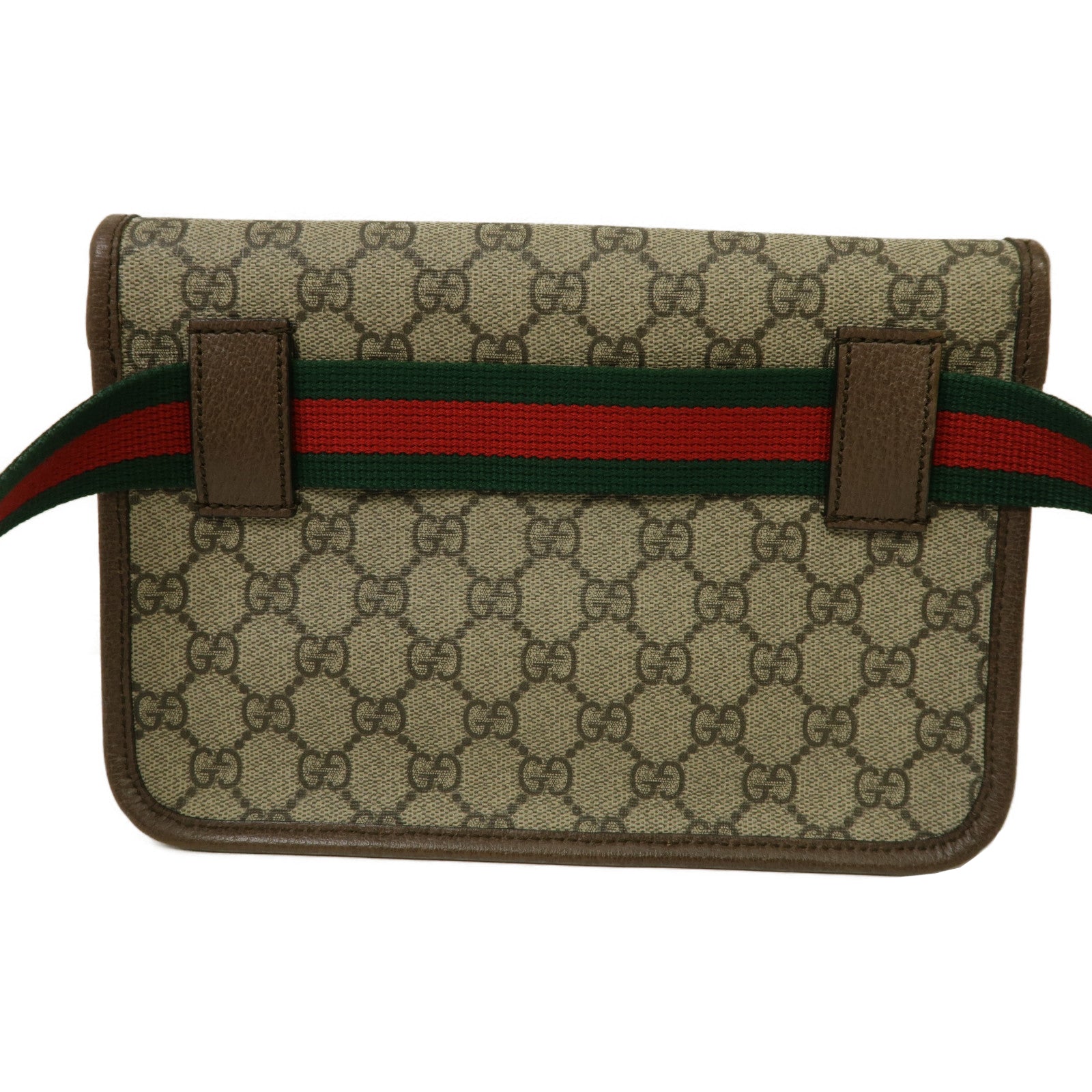 GUCCI 塗層帆布Neo Vintage GG金扣腰包啡色