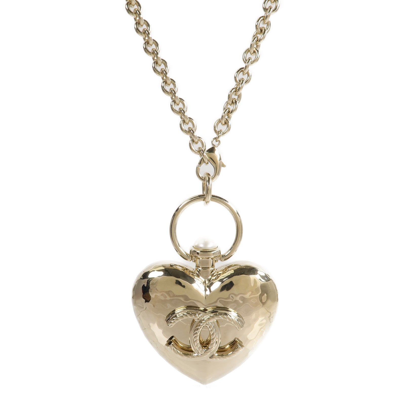 CHANEL 金屬Giant Heart Locket Pendant Necklace項鍊