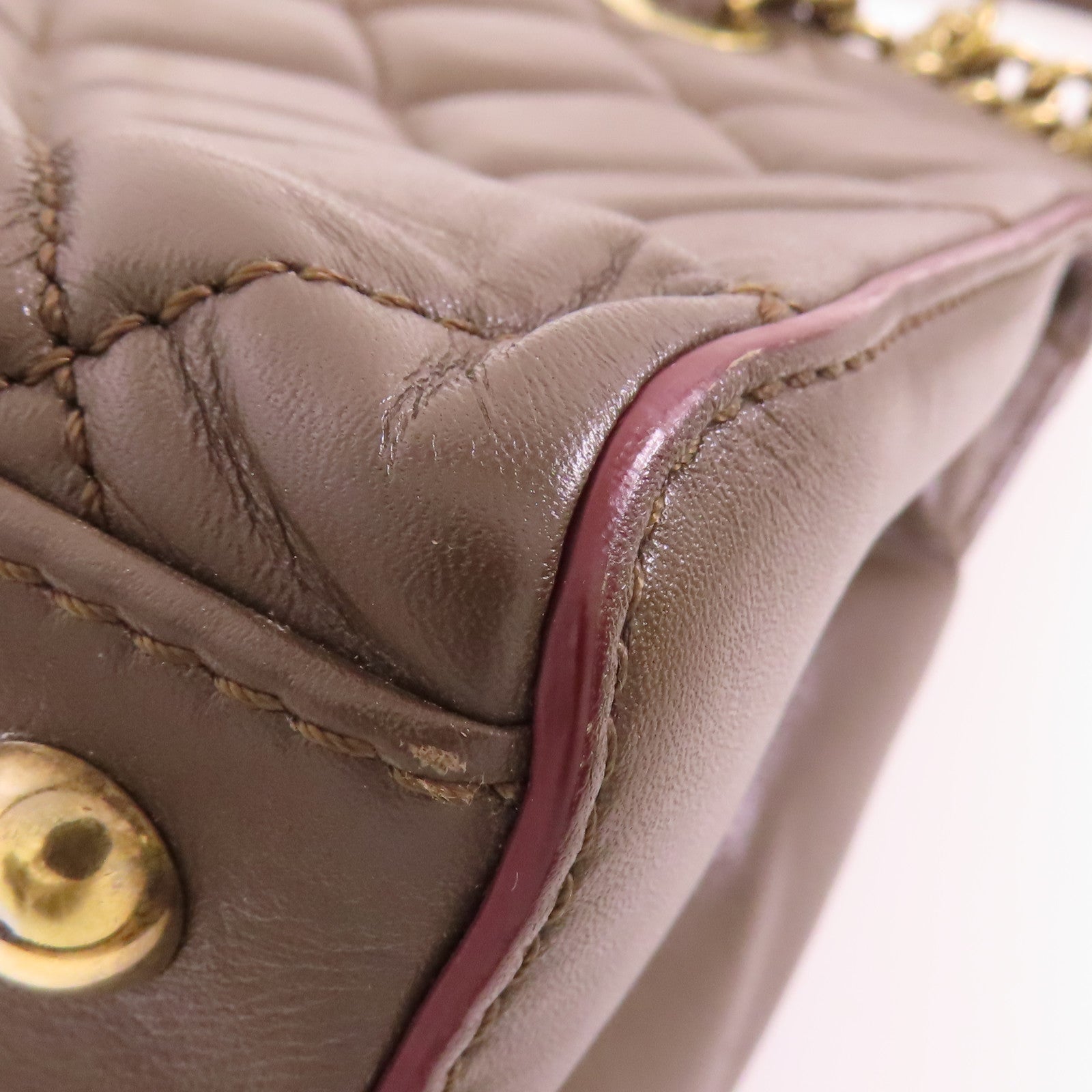 CHANEL 羊皮皮革Chain Shoulder金扣鏈帶肩背袋