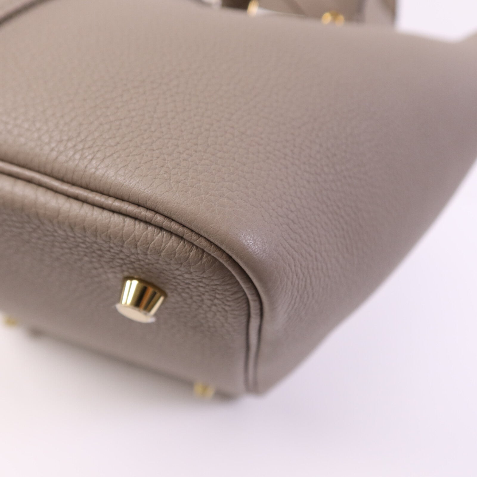 HERMES Togo皮革Picotin MM金扣手挽袋Asphalt