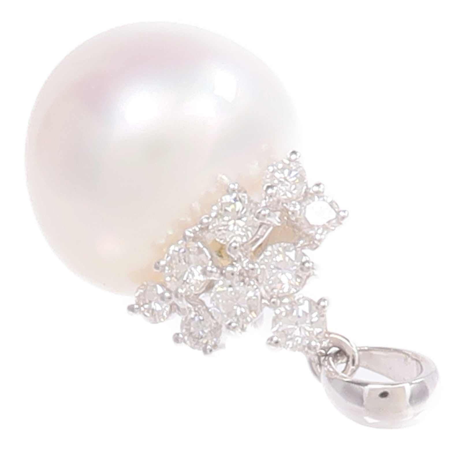 JEWELRY 18K白金Top珍珠/鑽石吊墜