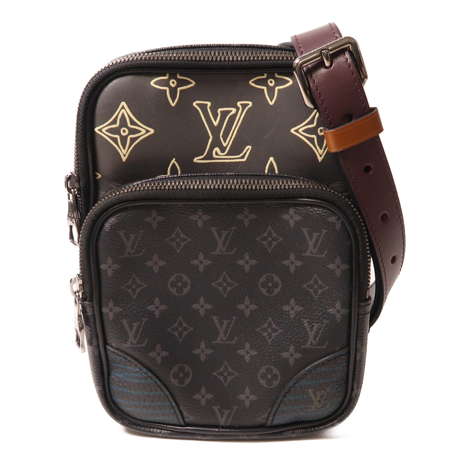 LOUIS VUITTON Monogram Eclipse Patchwork Amazon銀扣斜孭袋