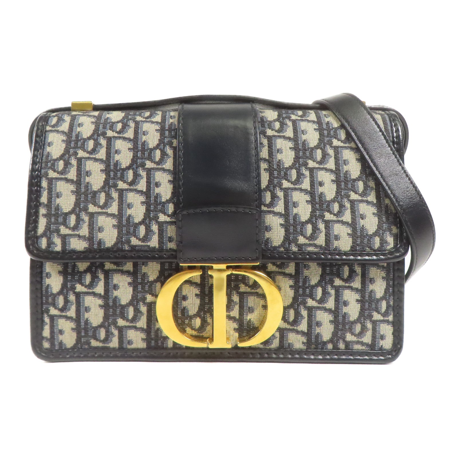 Dior CD GHW Montaigne 30 Shoulder Bag Canvas Navy/Beige