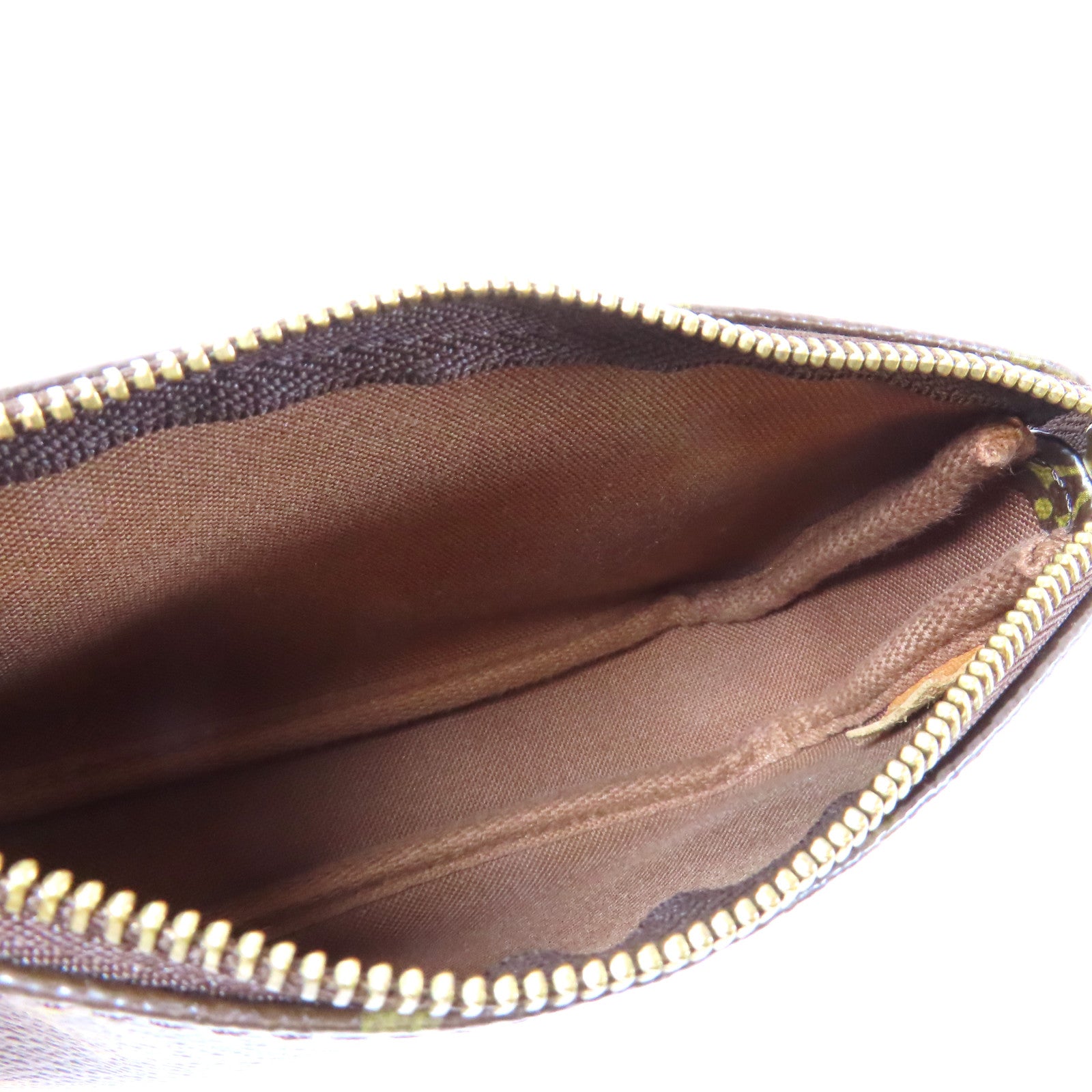 LOUIS VUITTON Monogram Hand Pouch金扣鏈帶手挽袋啡色