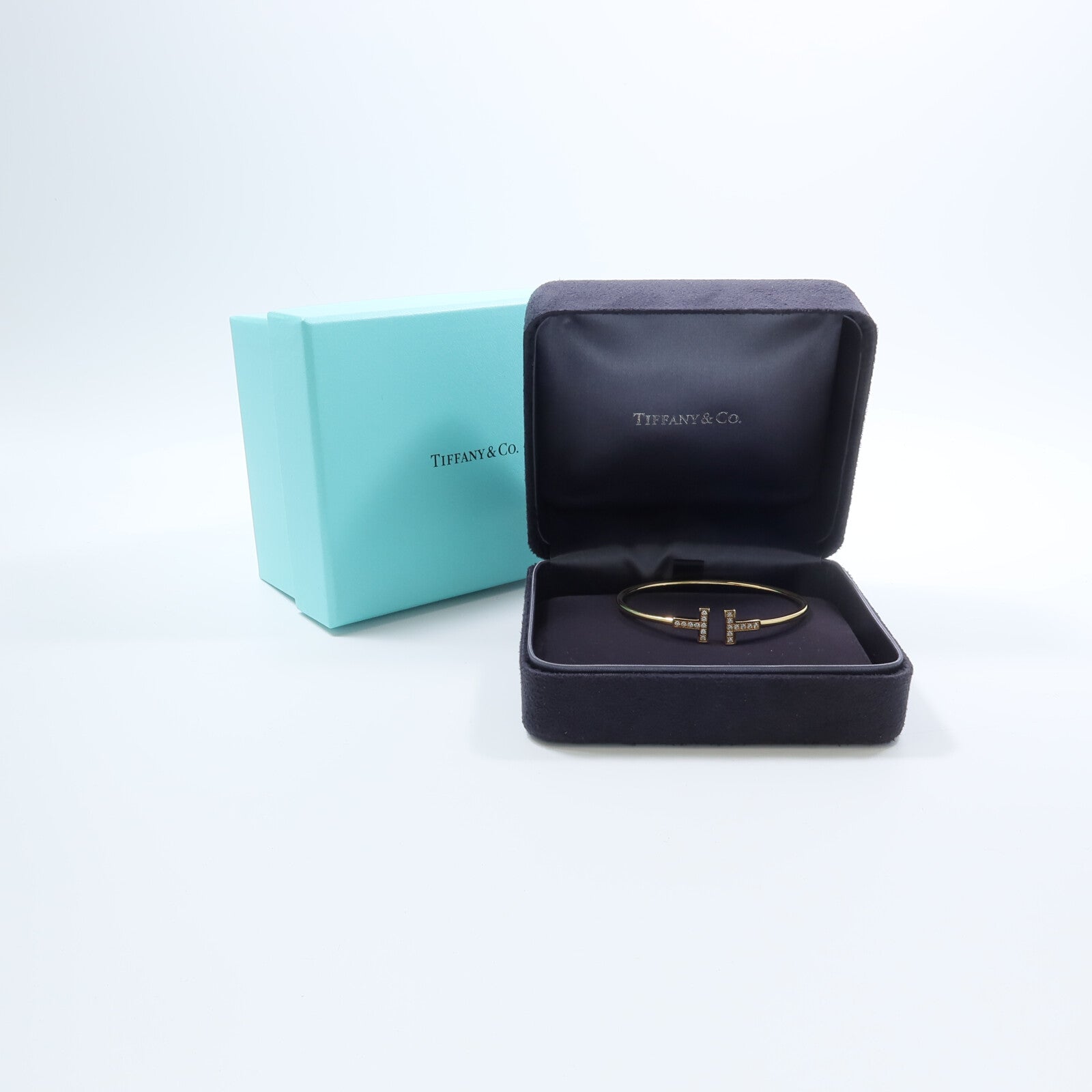 TIFFANY＆CO 18K黃金T Wire Diamond Bracelet鑽石手鐲