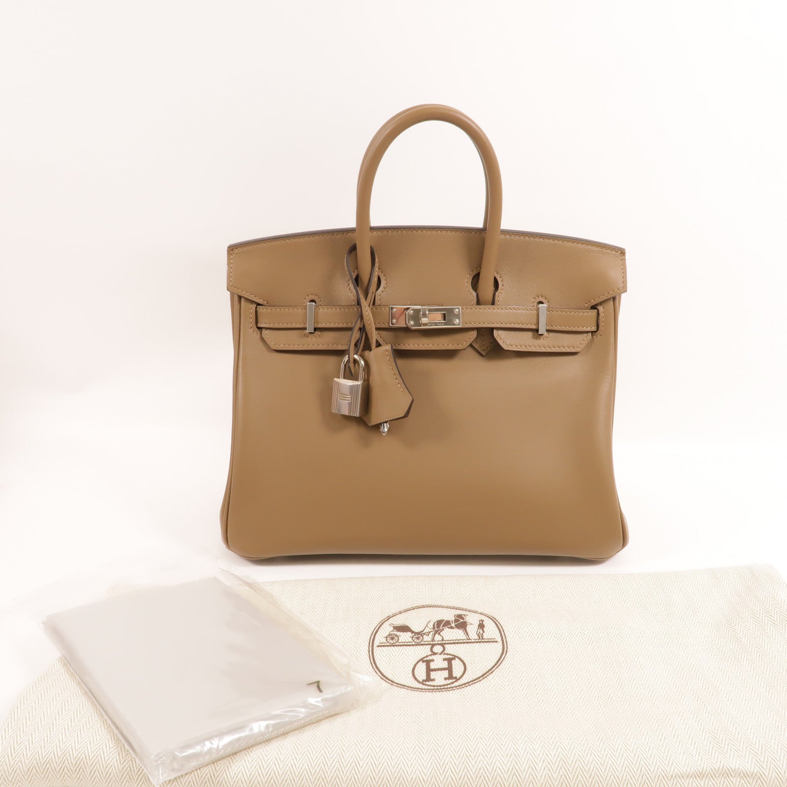 HERMES Jonathan皮革Birkin 25手挽袋Beige De Weimar