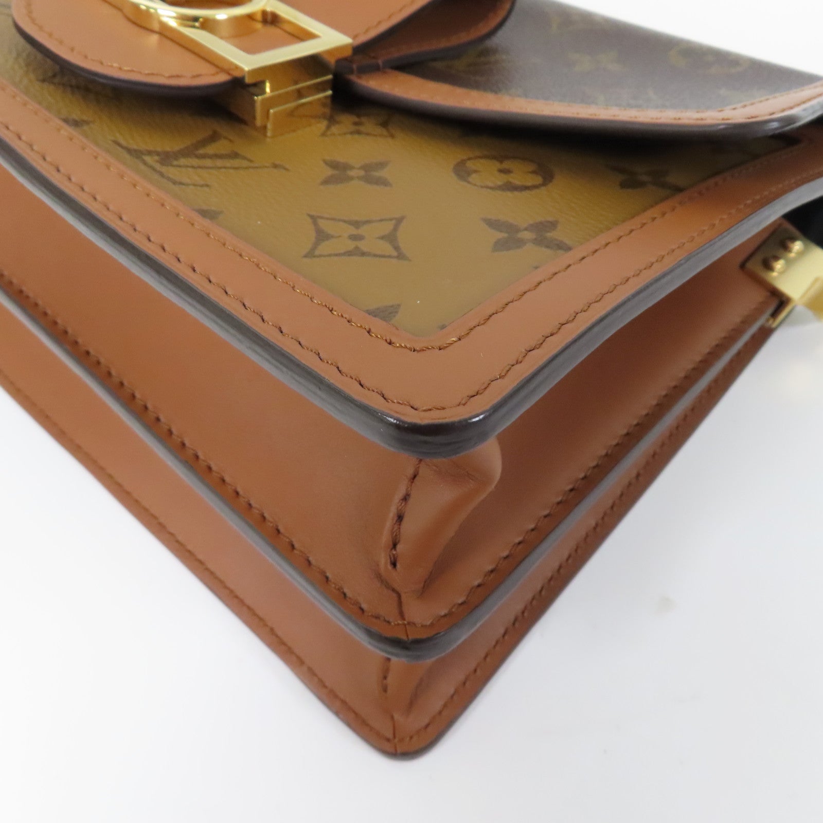 LOUIS VUITTON Monogram Dauphine金扣肩背袋啡色