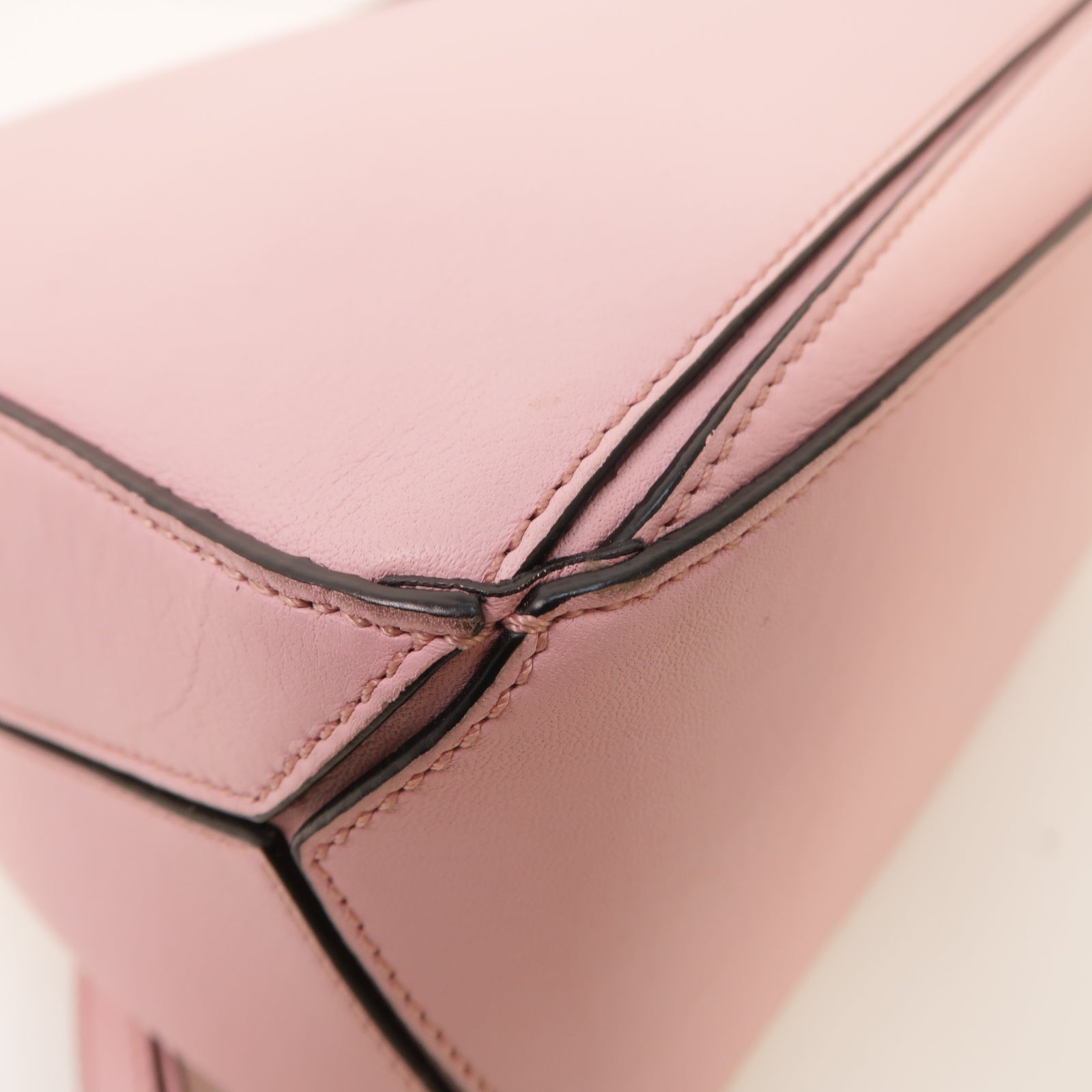LOEWE 牛皮皮革Puzzle銀扣手挽肩背兩用袋粉紅色