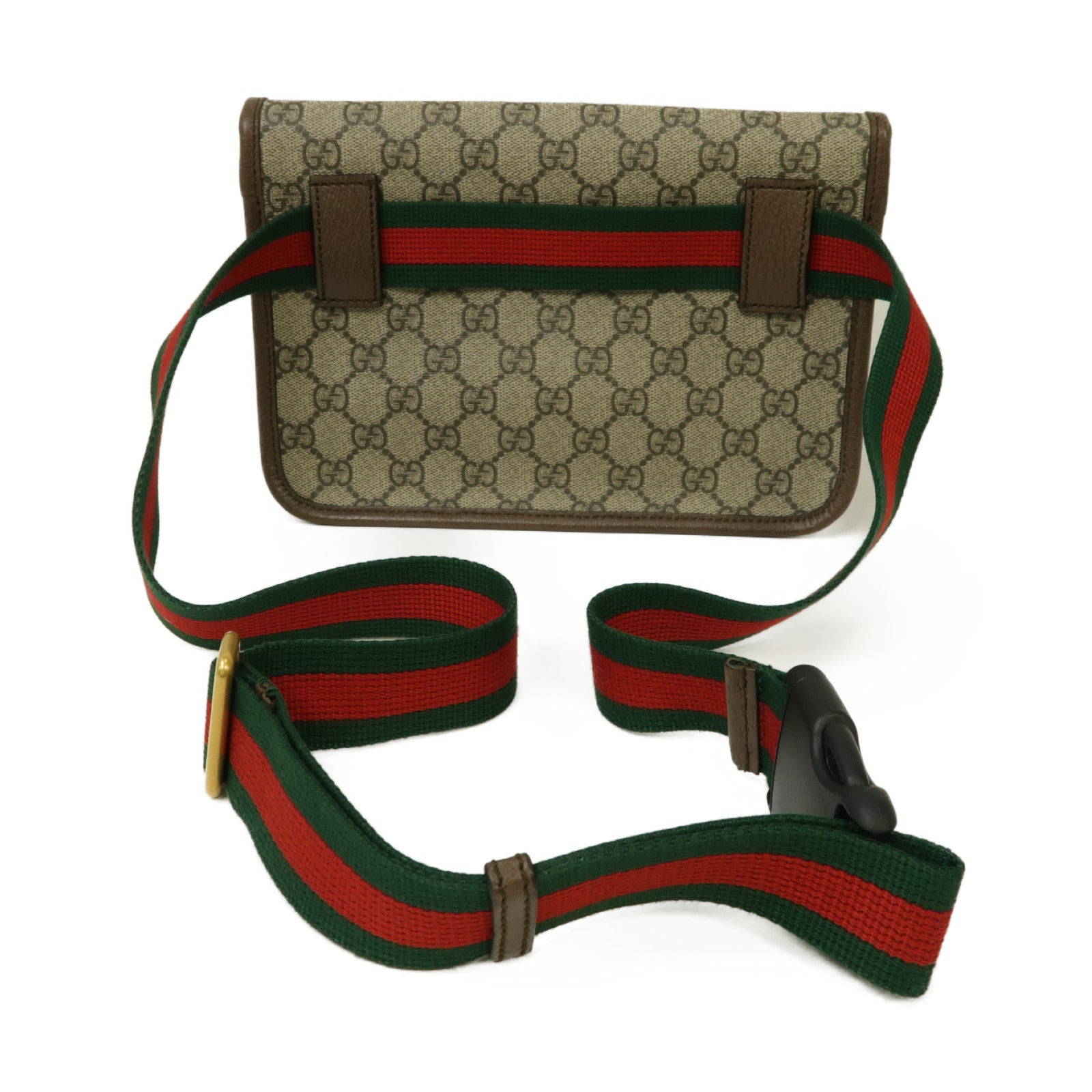 GUCCI 塗層帆布Neo Vintage GG金扣腰包啡色