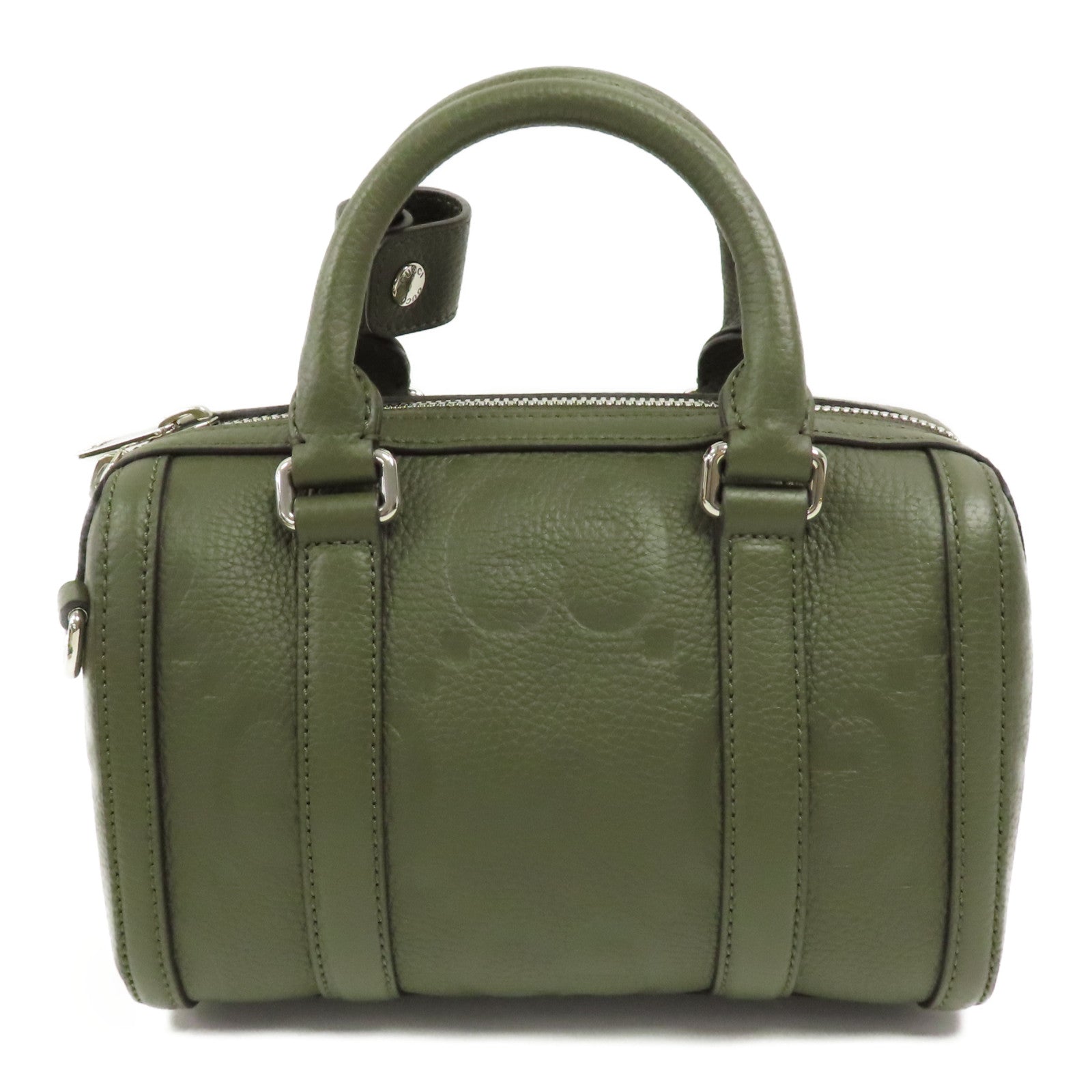 GUCCI GG SHW Mini Jumbo GG Duffle 2 Way Shoulder Hand Bag Calfskin Leather Green