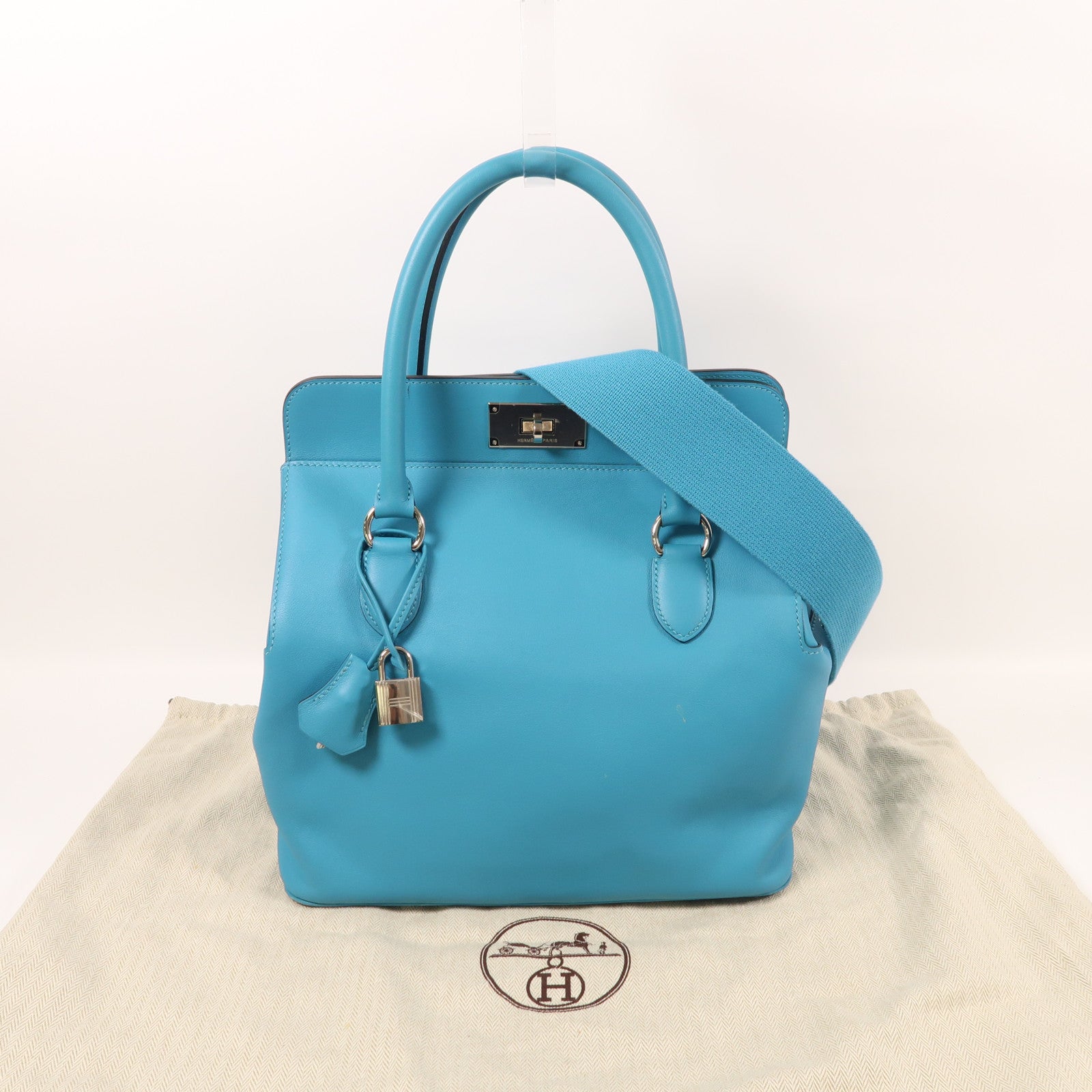 HERMES Swift皮革Toolbox 26銀扣手挽肩背兩用袋