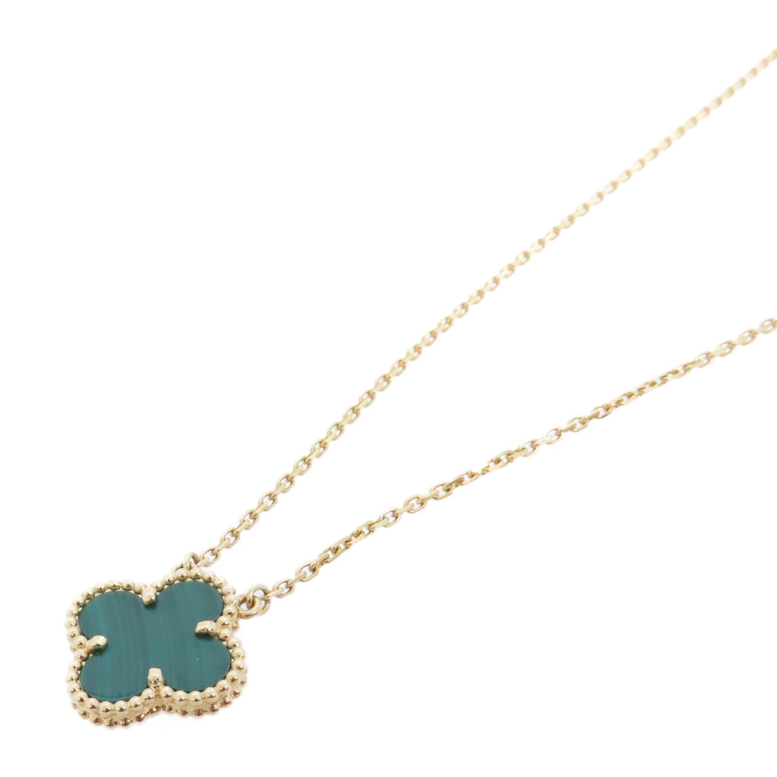 Van Cleef & Arpels 18K黃金/孔雀石Vintage Alhambra Malachite Necklace金扣項鏈
