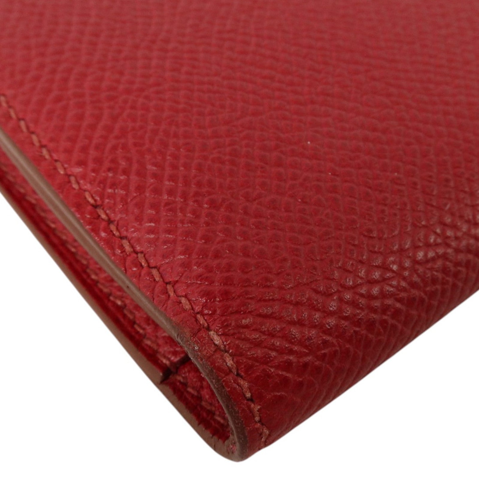 HERMES Epsom皮革Bearn Long Wallet銀扣長錢包Rouge Grenade