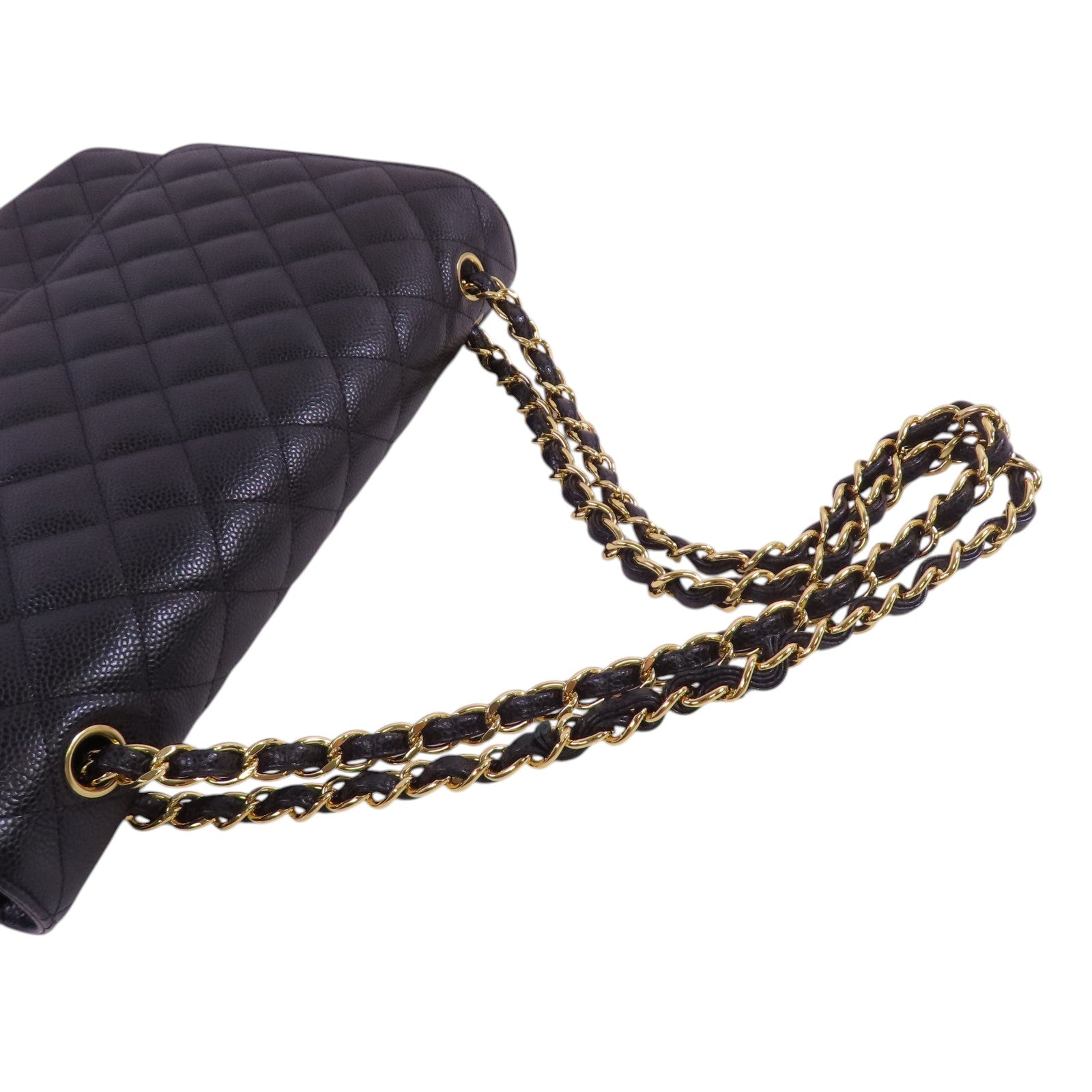 CHANEL 牛皮皮革Maxi Classic金扣鏈帶肩背袋