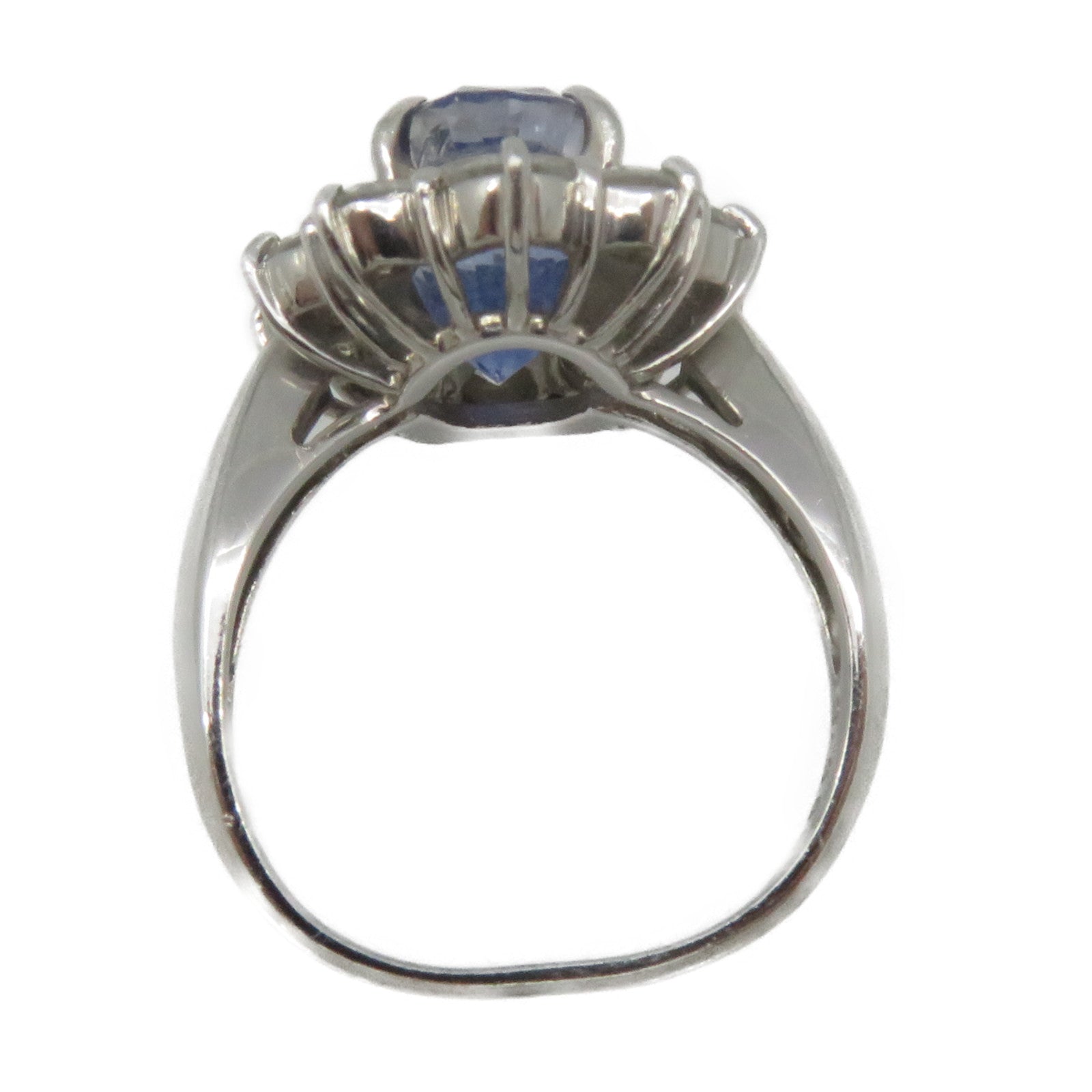 JEWELRY PT900 Platinum 3.995ct Sapphire/1.40ct Diamond Sapphire Ring Ring US#6