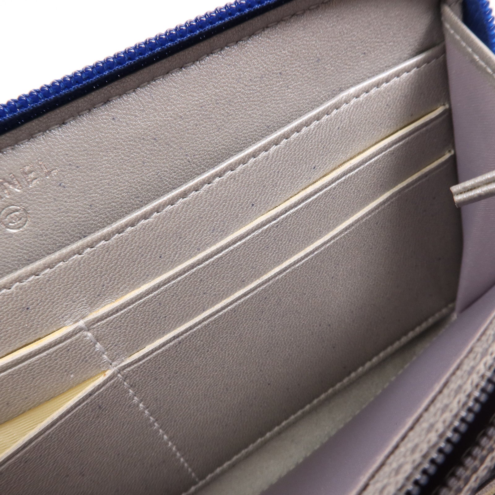 CHANEL 羊皮皮革Long Wallet銀扣長錢包