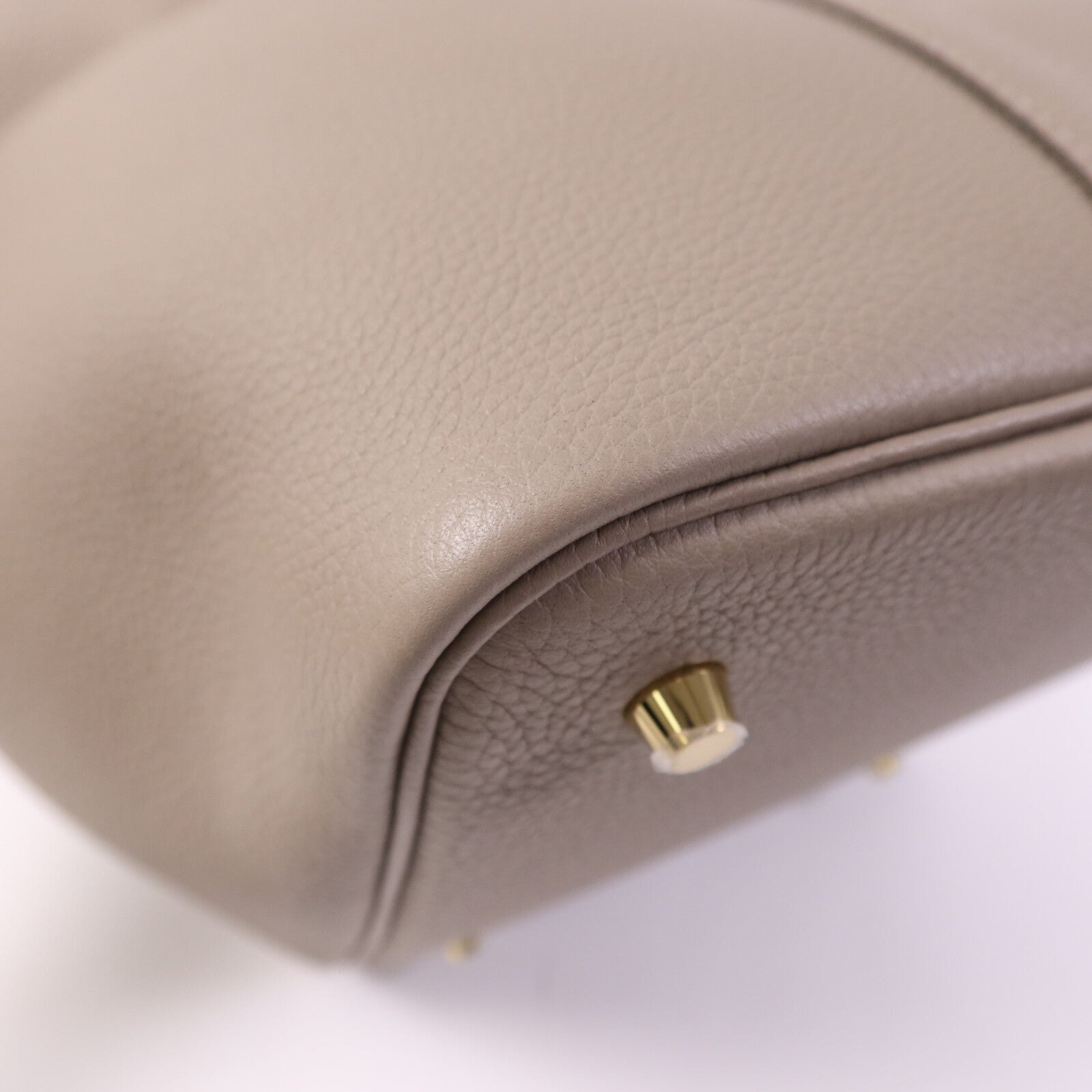 HERMES Togo皮革Picotin MM金扣手挽袋Asphalt