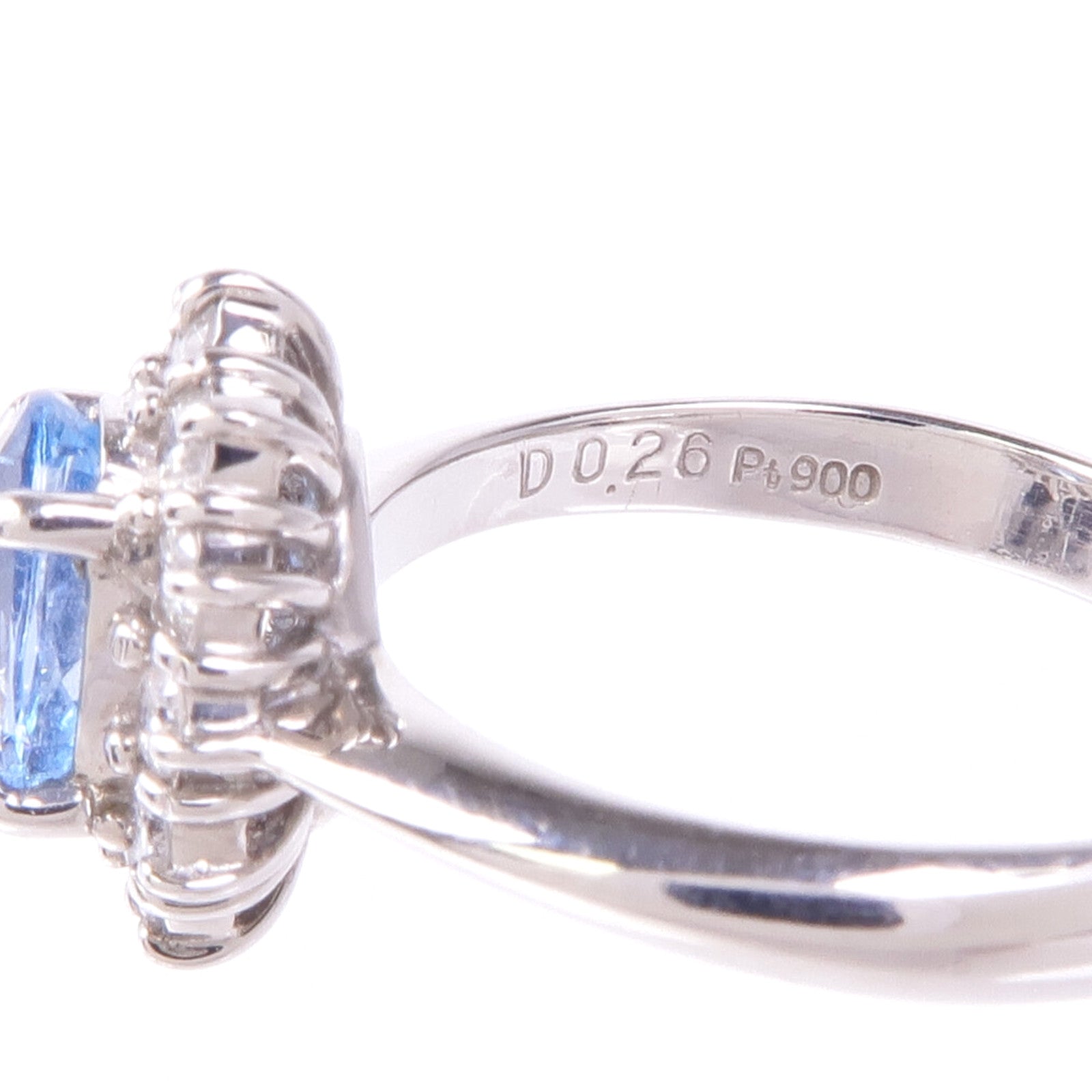 JEWELRY PT900鉑金Aquamarine Diamond Ring海藍寶石/鑽石戒指US#4.75