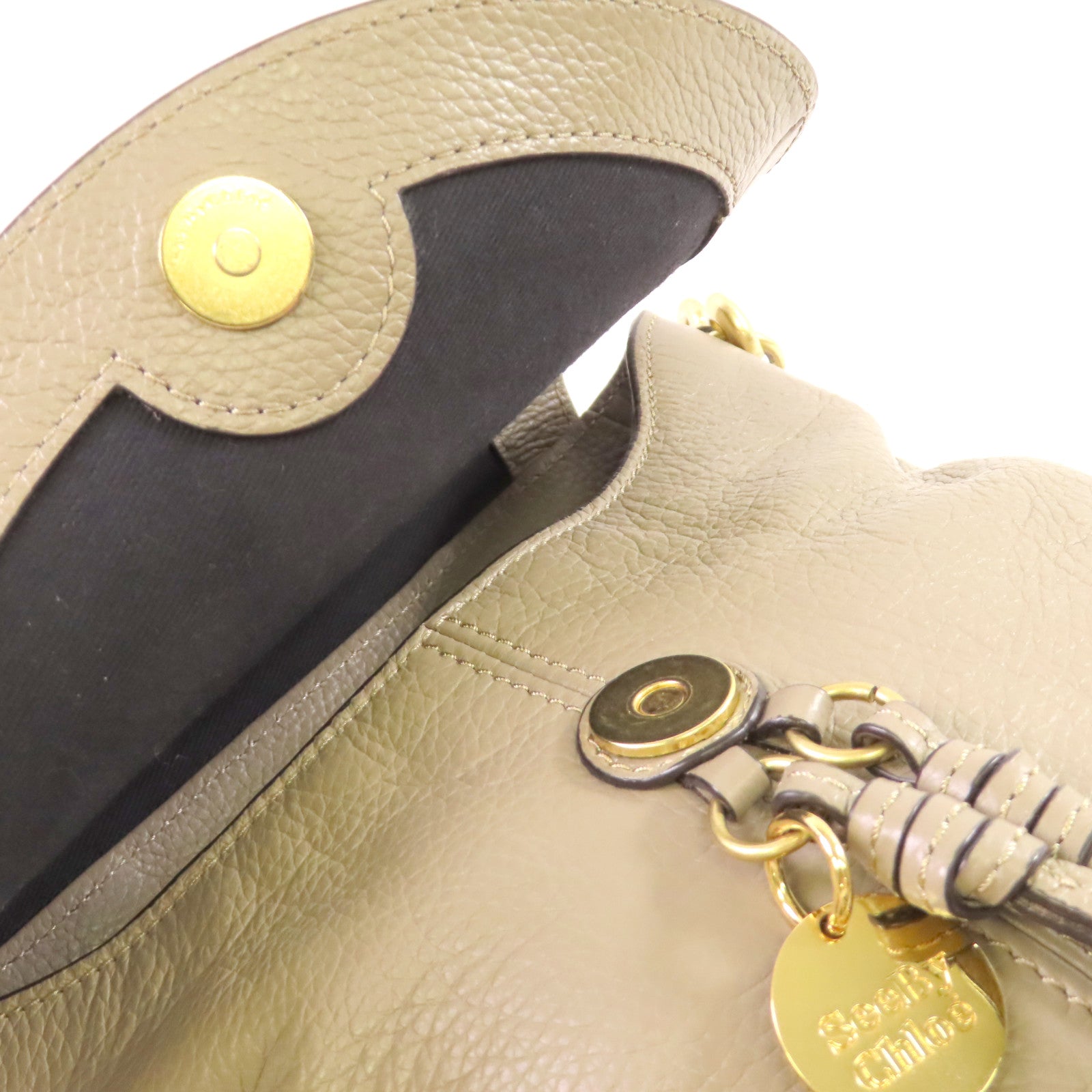 SEE BY CHLOE 牛皮皮革2Way Backpack金扣肩背背包兩用袋灰色